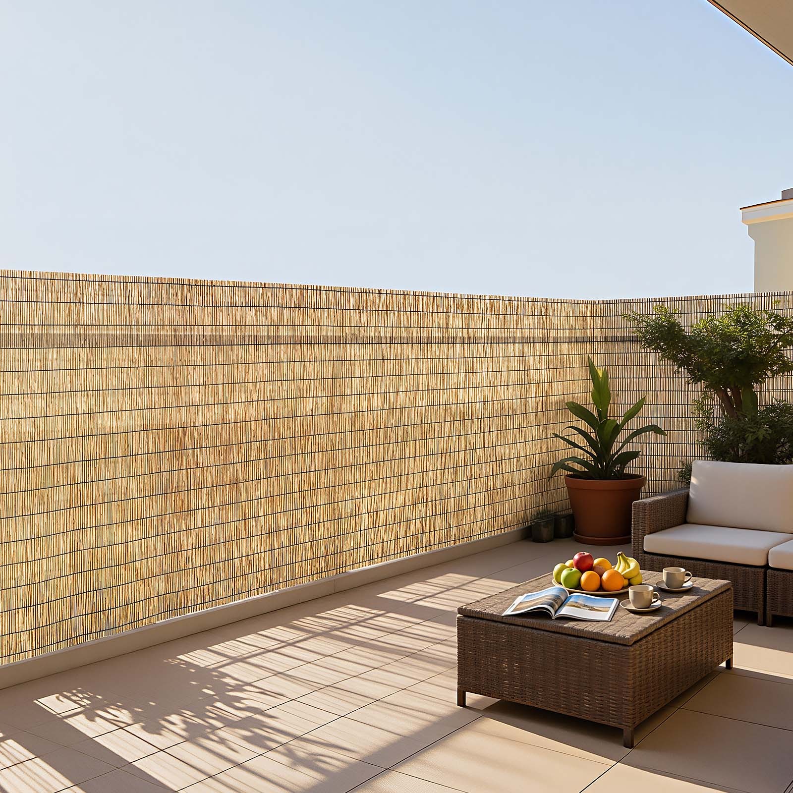 VEVOR Natural Reed Fencing Fence Panel 4 ft x 16.4 ft 2 Pack Privacy Screen Roll