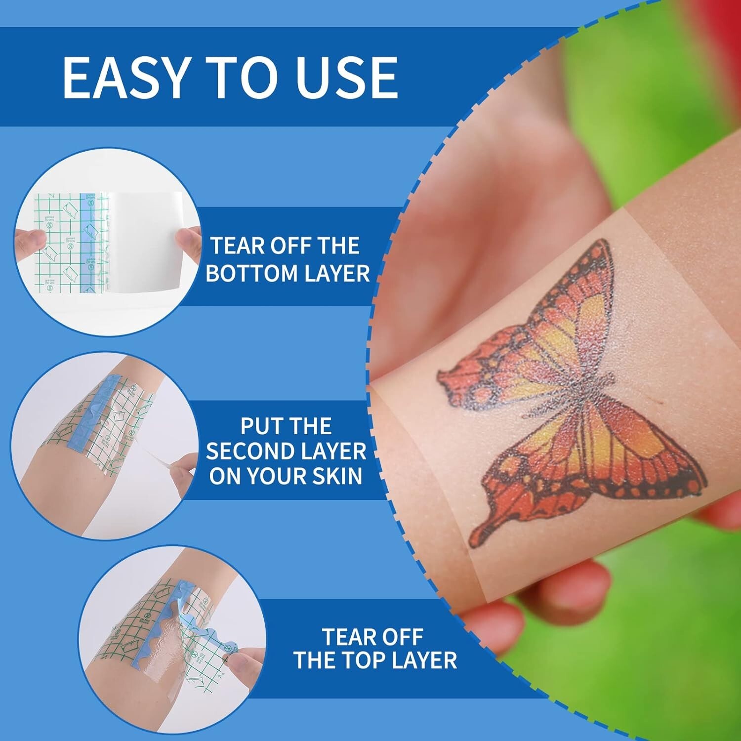 50 Pcs Transparent Stretch Saniderm Tattoo Aftercare Bandage Waterproof Adhesive