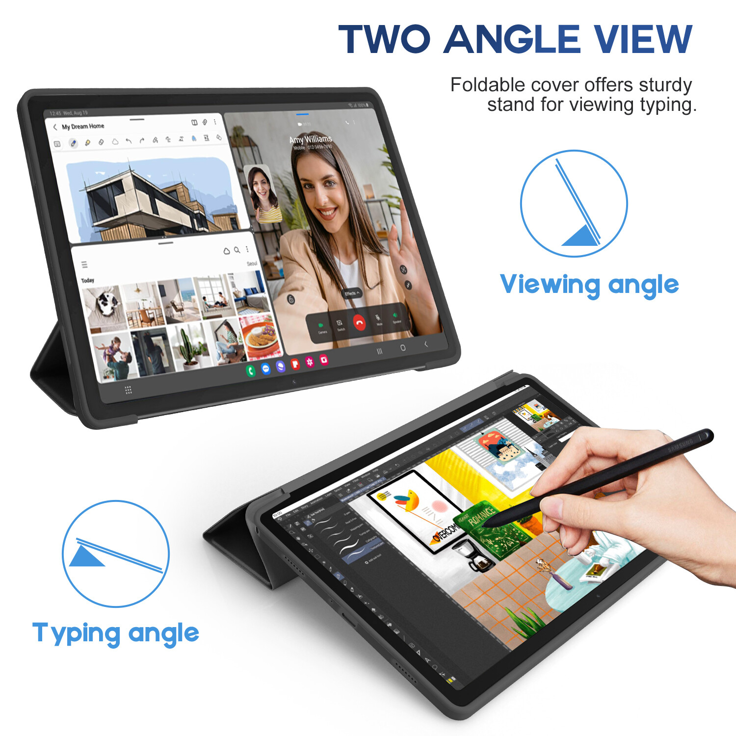 For Samsung Galaxy Tab A9+ 11" 2023 Case – Leather Stand Cover/ Screen Protector