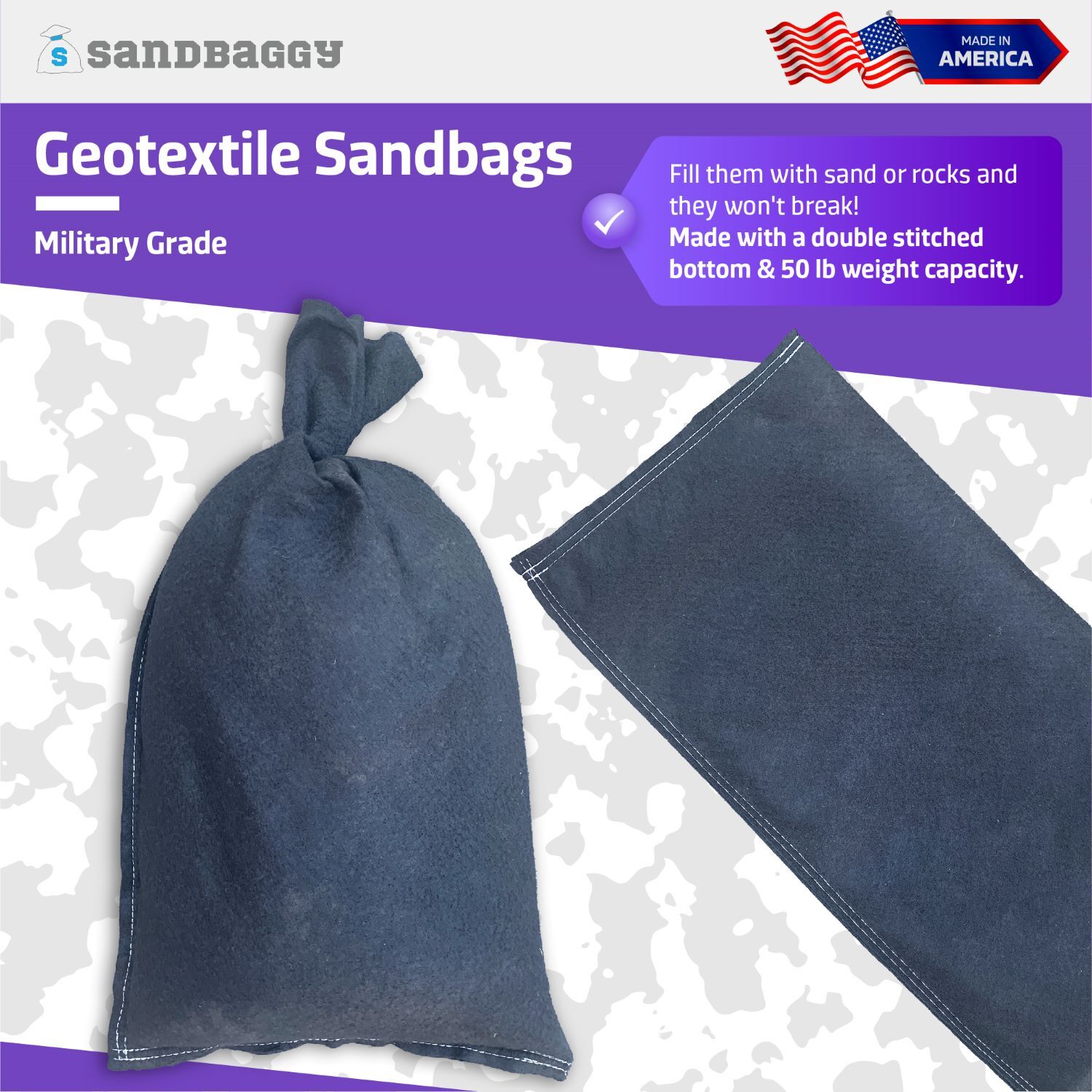 GEOTEXTILE Military Heavy Duty Sandbag Sand Bags - 26" x 14" Sandbags - 8 oz
