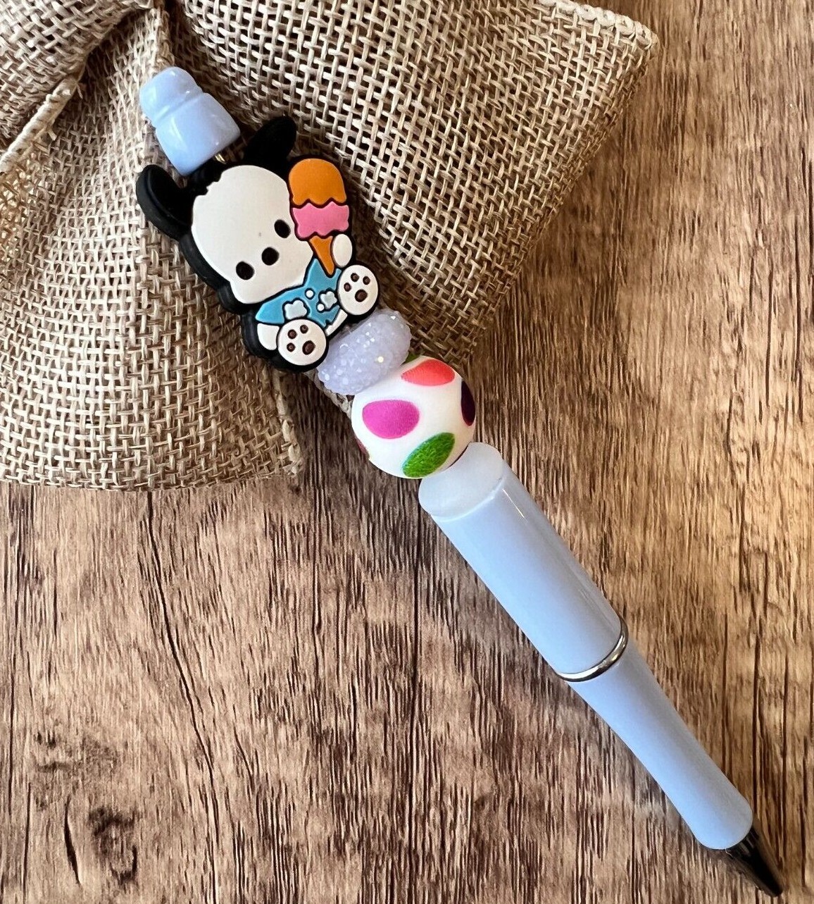 Custom beaded pen. Cute Sanrio characters! gifts, basket filler, journal, teen