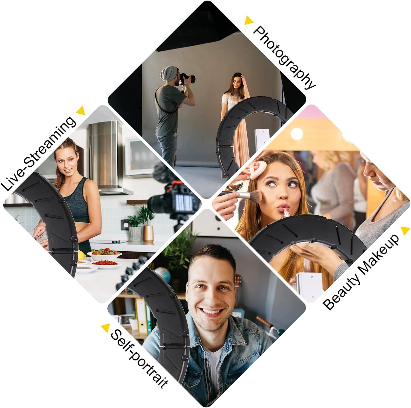 19" LED SMD Ring Light Kit with Stand Dimmable 6000K for Makeup Phone Camera