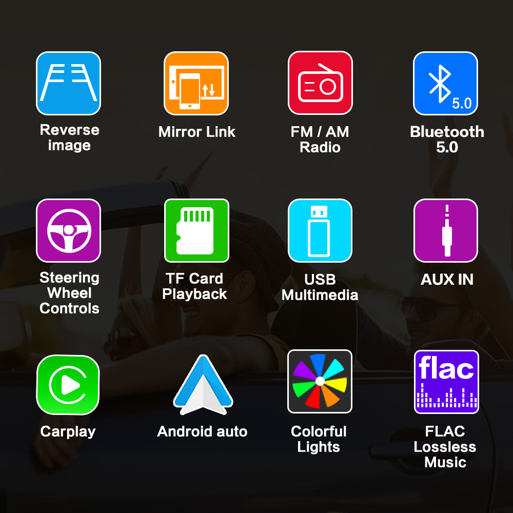 Single 1Din 7" Touch Screen Stereo Bluetooth Radio Car Apple/Android Carplay GPS