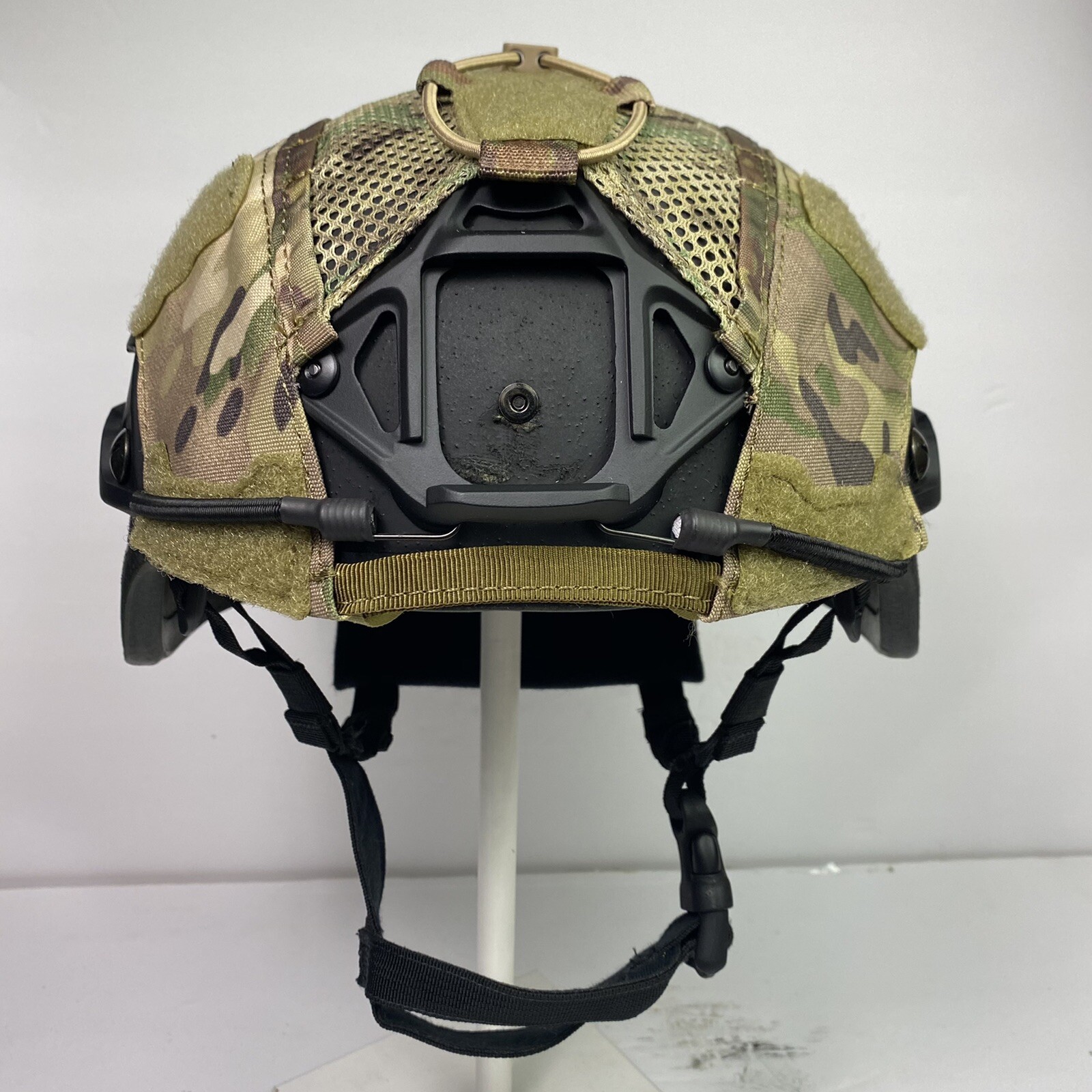 Large OCP MULTICAM ACH MICH ECH HELMET COVER w/ COUNTERWEIGHT POUCH HYBRID MESH