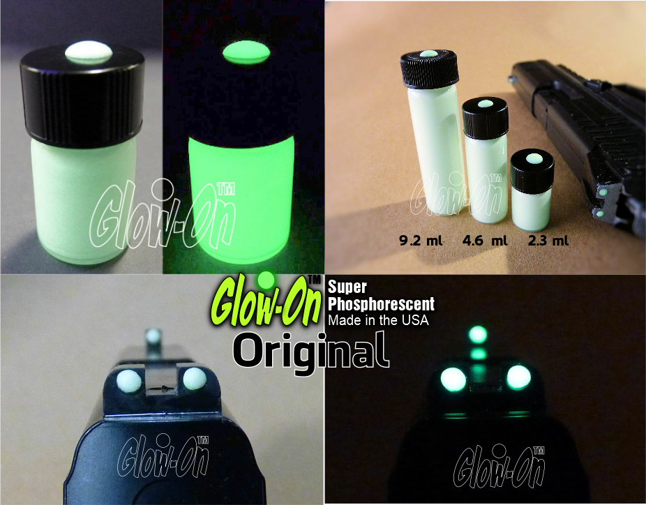 Glow-On ORIGINAL Glow Paint For Gun Sights, Fishing Lures, Lg 9.2ml Vial, Bright