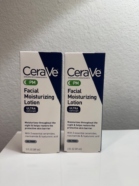 2 Pack CeraVe PM Facial Moisturizing Lotion 3 oz each NEW IN BOX!!!