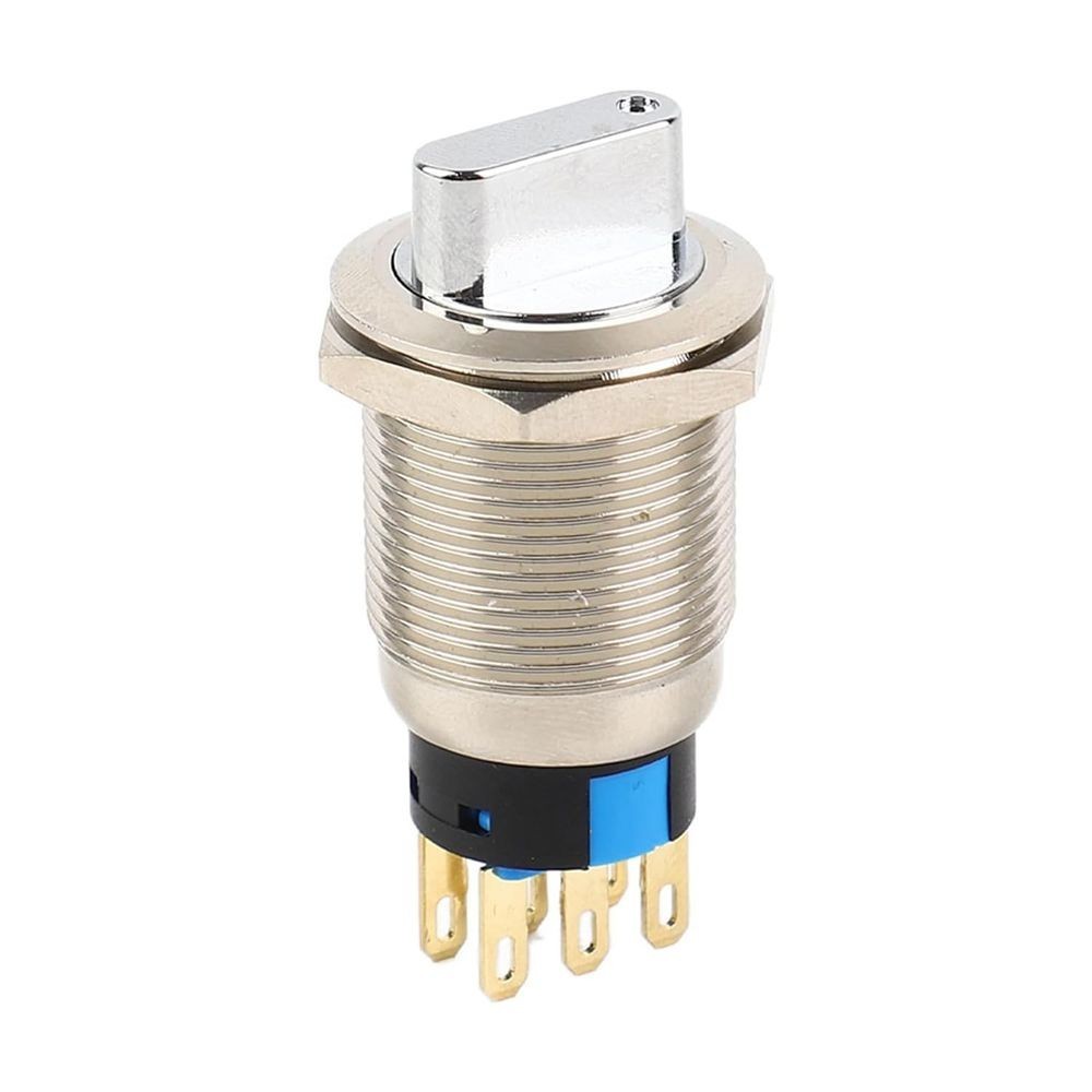 19mm Latching Selector Rotary Switch 3 Positions Metal 12-24V Waterproof C590