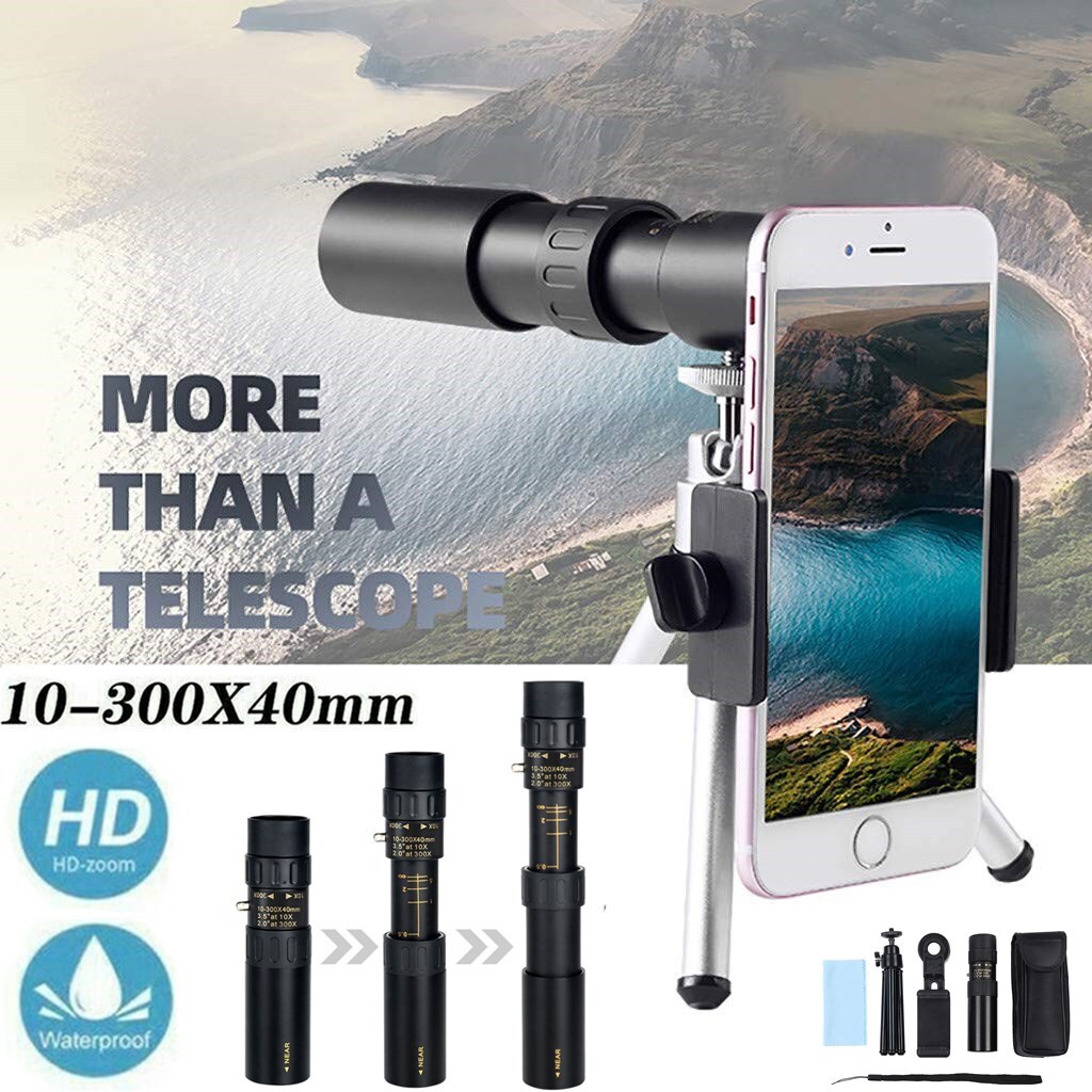 Day/Night Military Telescope 10-300X40mm Zoom HD Monocular Mobile Telescope US