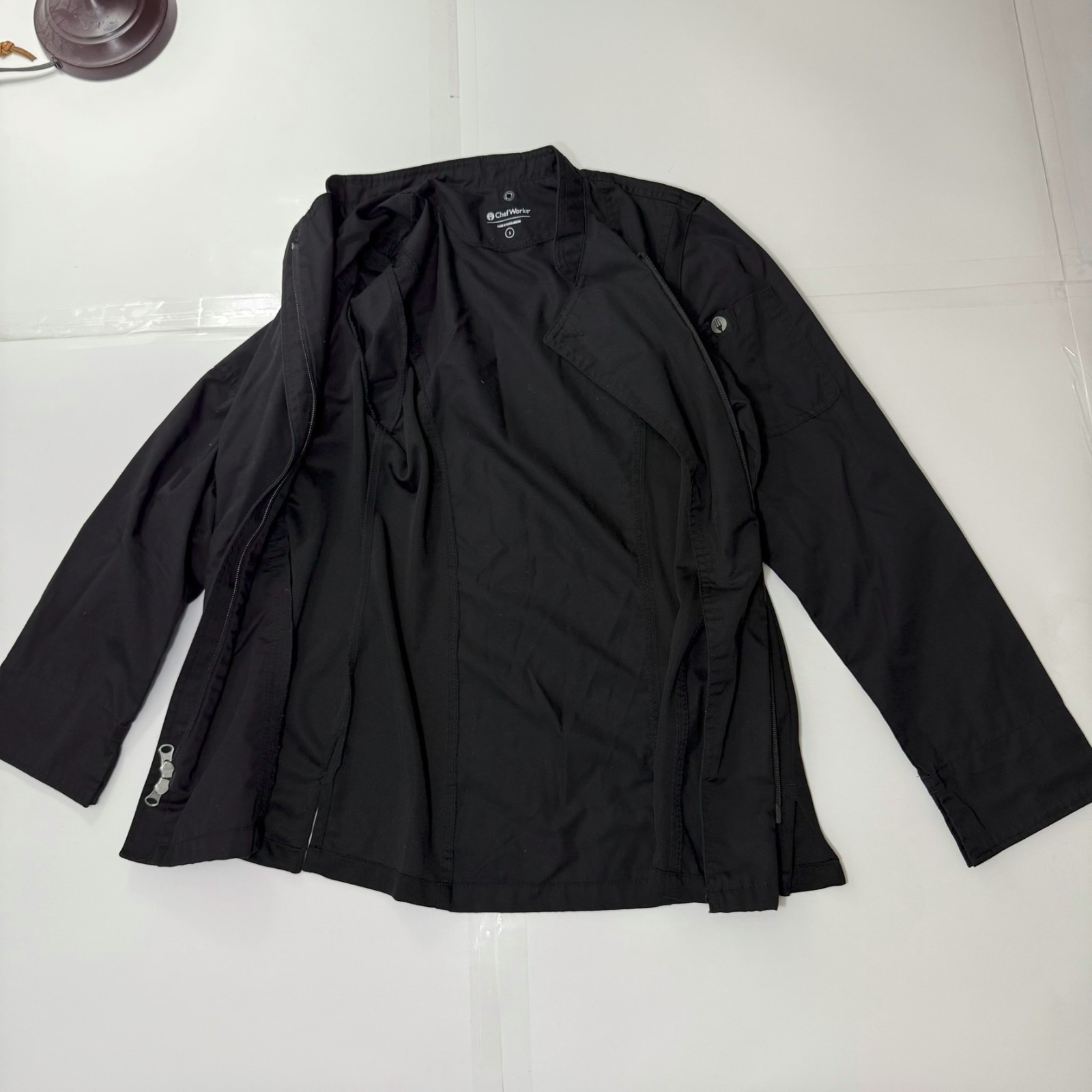 Chef Works Men's Full Zip Chef's Light Jacket Black Small S Vented Cook Workwear