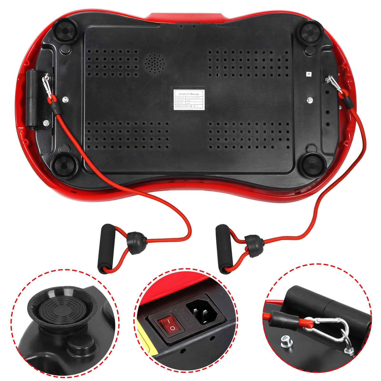 Vibration Platform Machine Crazy Fit Massage Full Body Fitness W/Bluetooth Red