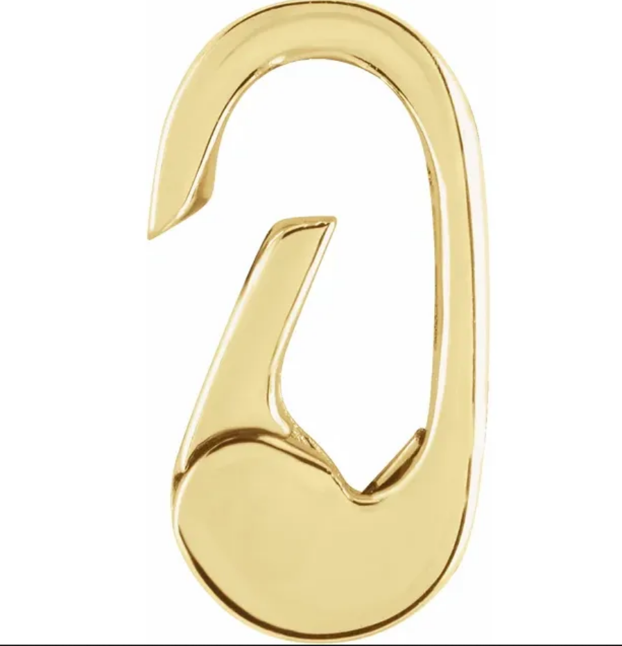 10mm 14k Yellow Gold Charm Hinged Carabiner Lock Bail Enhancer Extender Pendant