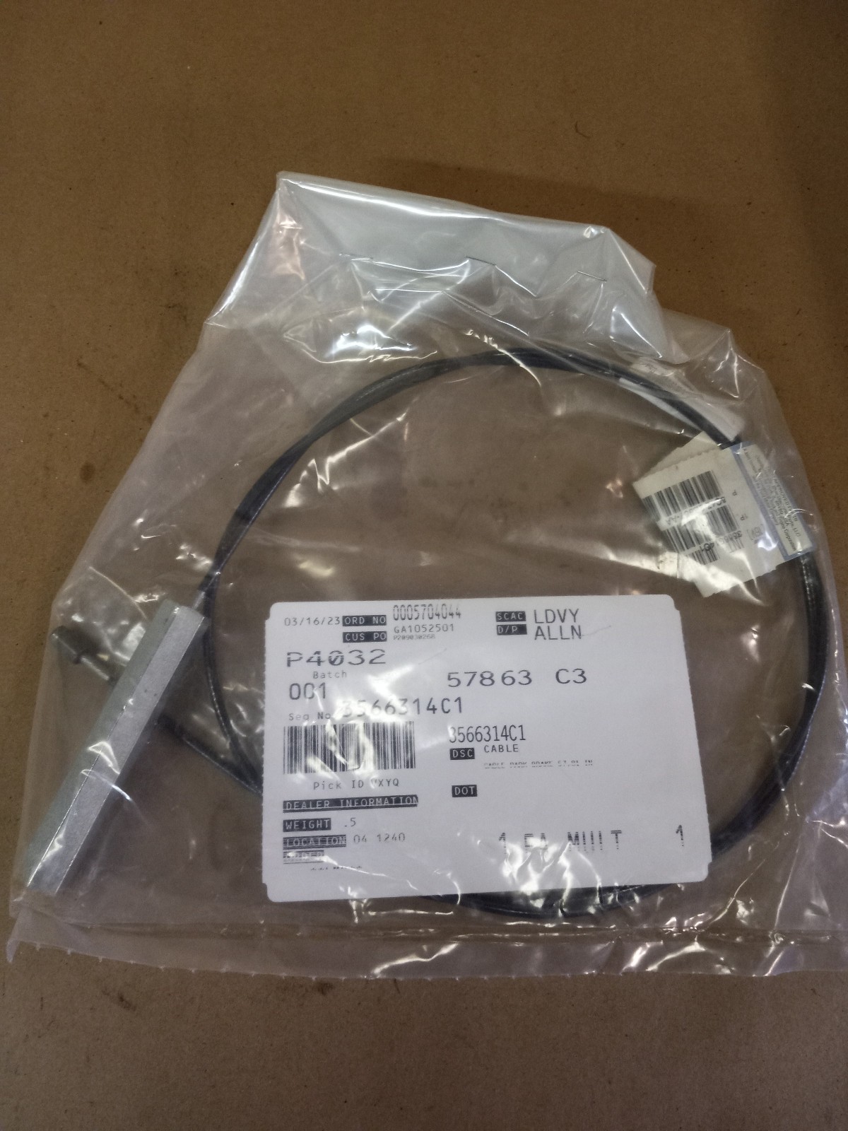 3566314C1 NEW OEM INTERNATIONAL PARKING BRAKE CABLE 3548564C1 5C4Z-2B657-AA