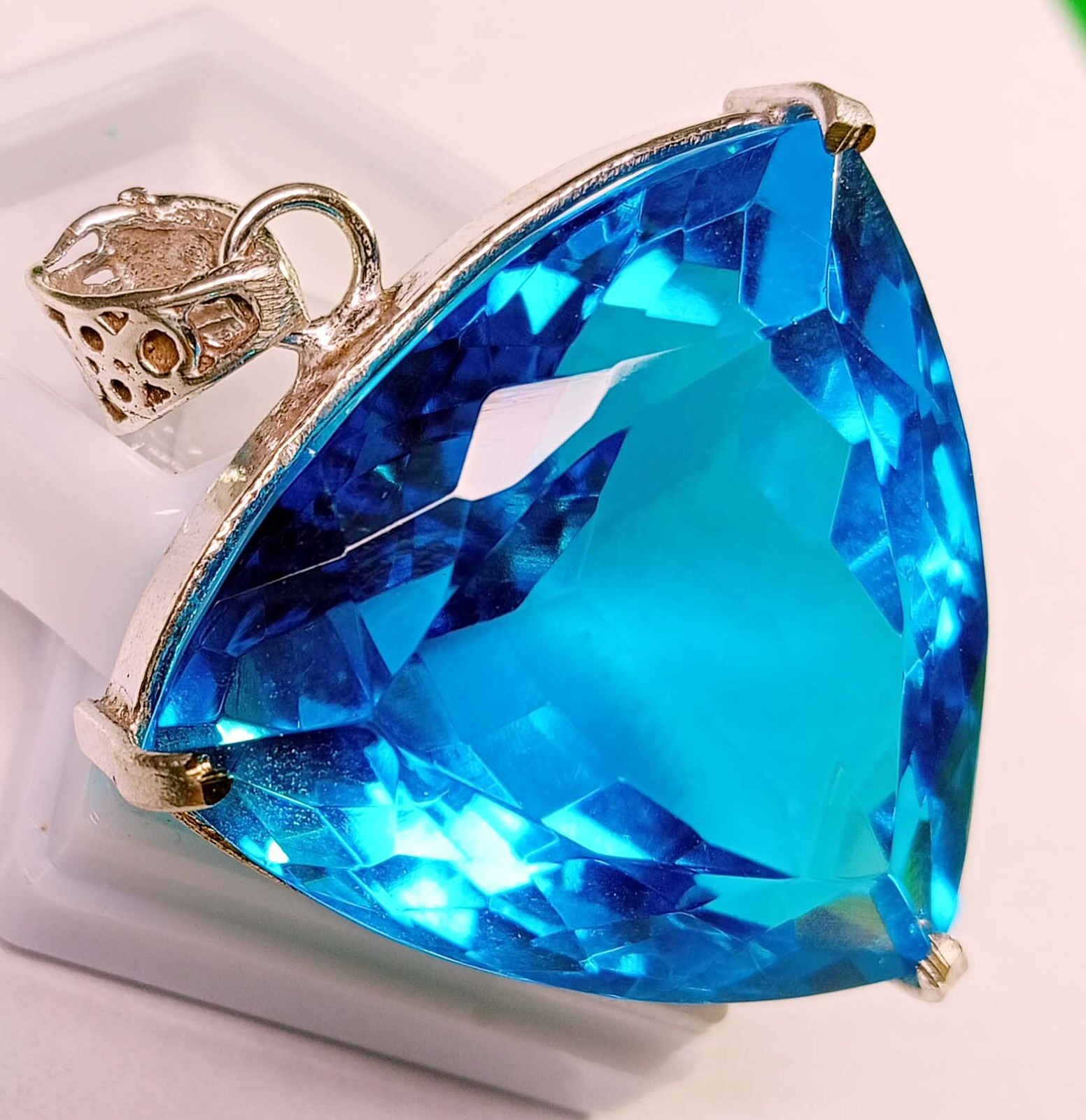 Trillion Cut 122.40 Ct Blue Topaz Pendant Natural Gemstone EGL Certified PD038
