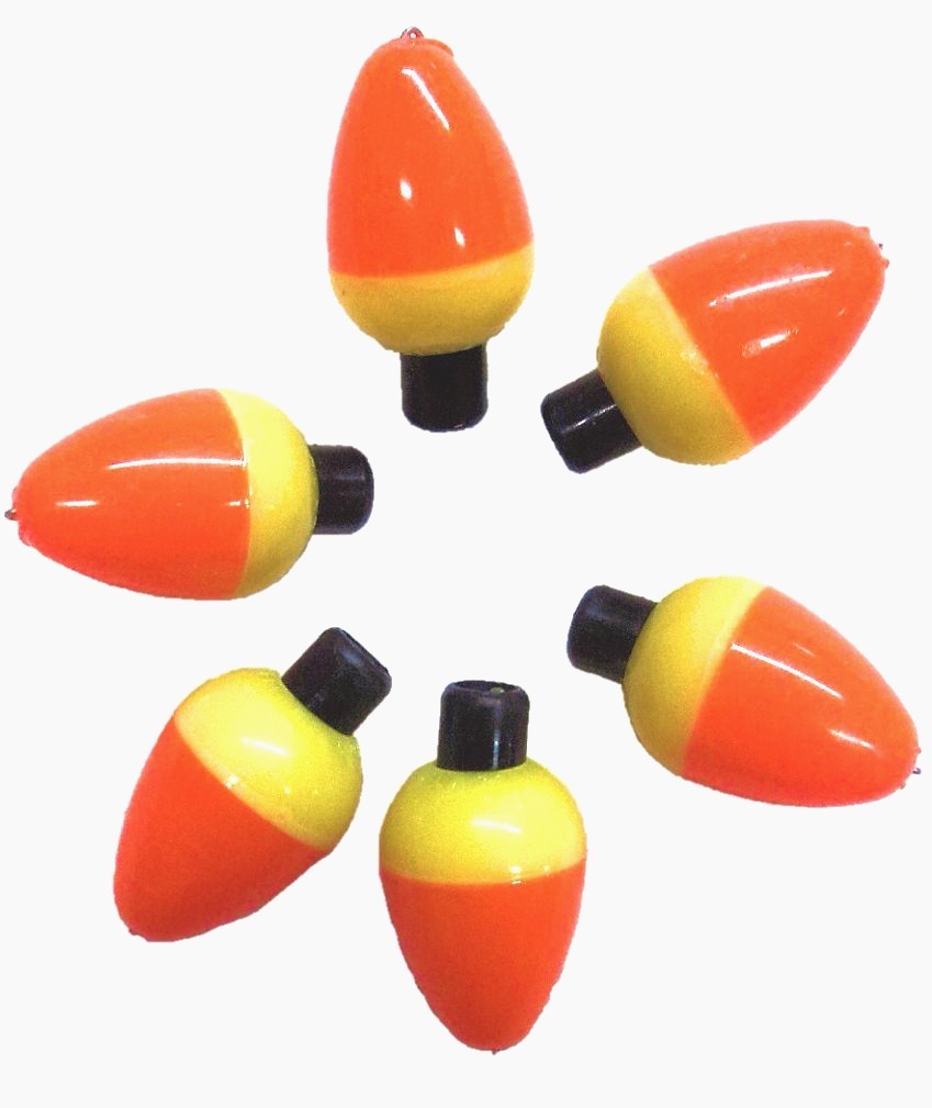 Pear Bobber 7/8" diameter TWO Packs (6 per pk) Orange/Yellow #P78P-50F