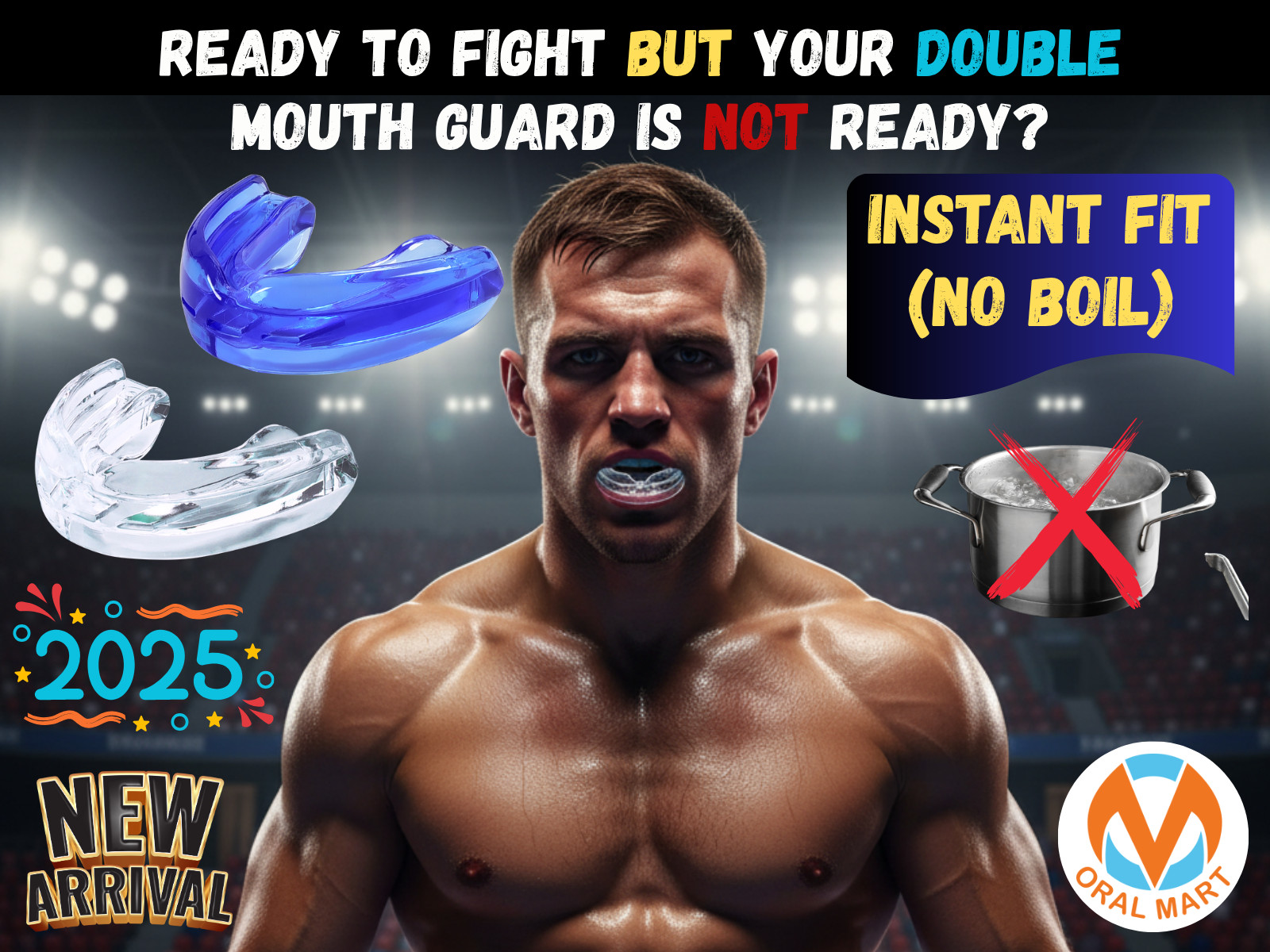 Oral Mart No-Boil (Upper & Lower) Double Mouth Guard for Braces (Pure Clear)