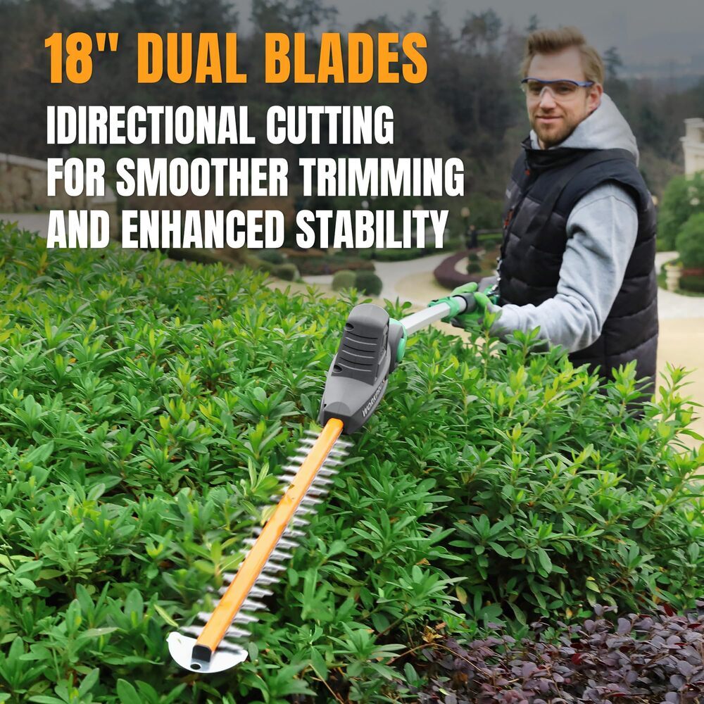 WORKPROX 20V Cordless Pole Electric Hedge Trimmer 2.0Ah Battery &Charging Cable