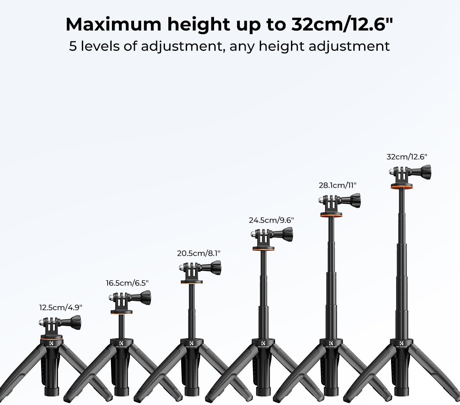 K&F Concept Selfie Stick Tripod Extendable Vlog Portable Stand for GoPro Hero US