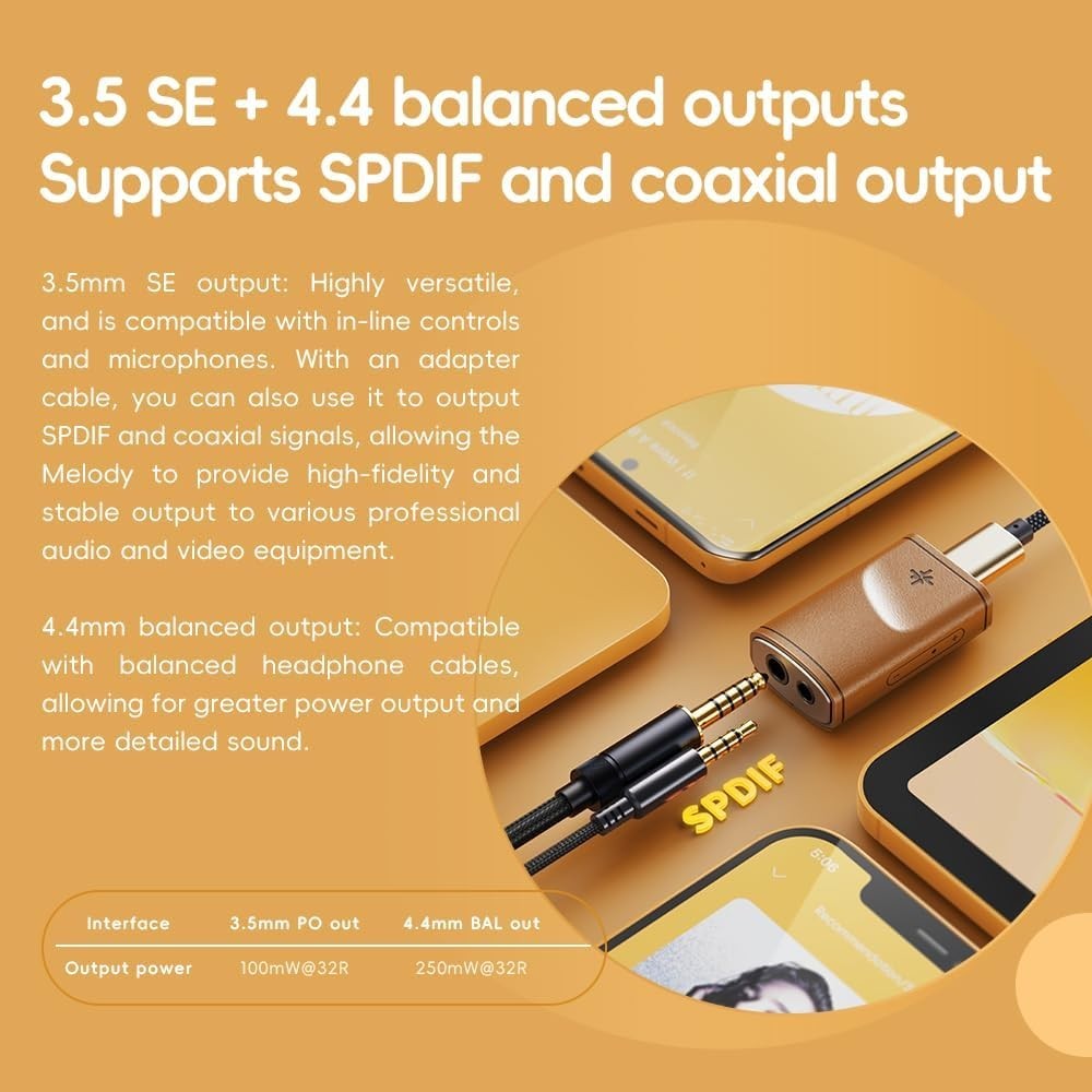 FiiO/Snowsky Melody Headphone Amp Portable DAC, w/3.5&4.4mm,10-Band PEQ (Walnut)