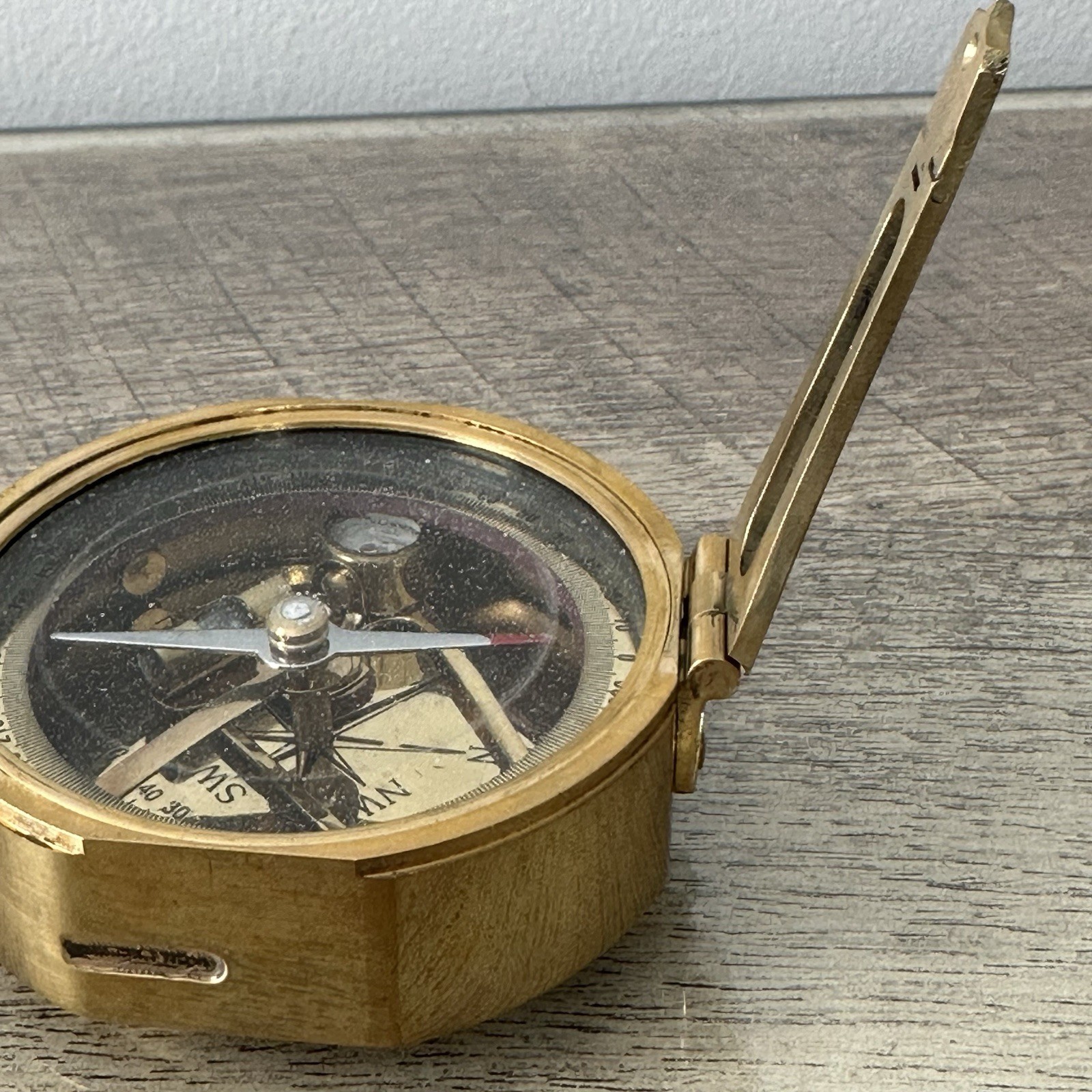 Vintage STANLEY LONDON Natural Sine Brass Compass & Wooden Box