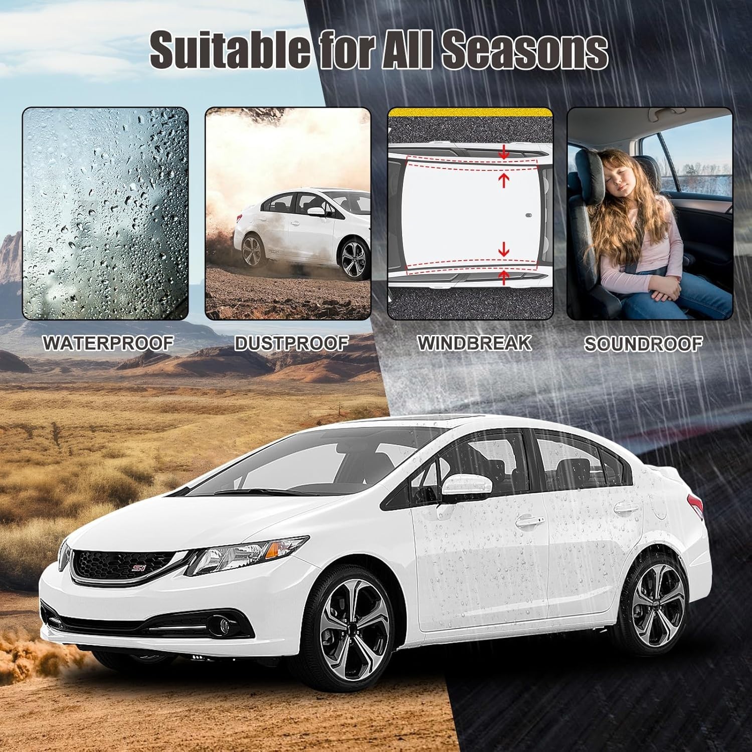 2Pzs Moldura Techo Canaleta Lluvia Izq Der Honda Civic Sedan 2012-2015