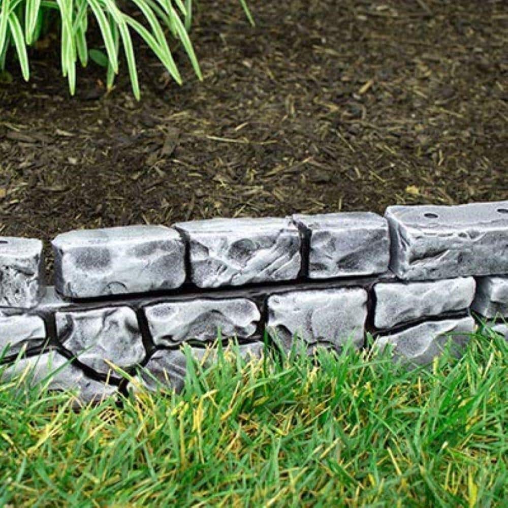 StoneWall Border - 10 ft. x 6 in. Grey No-Dig DIY Garden and Landscape Edging
