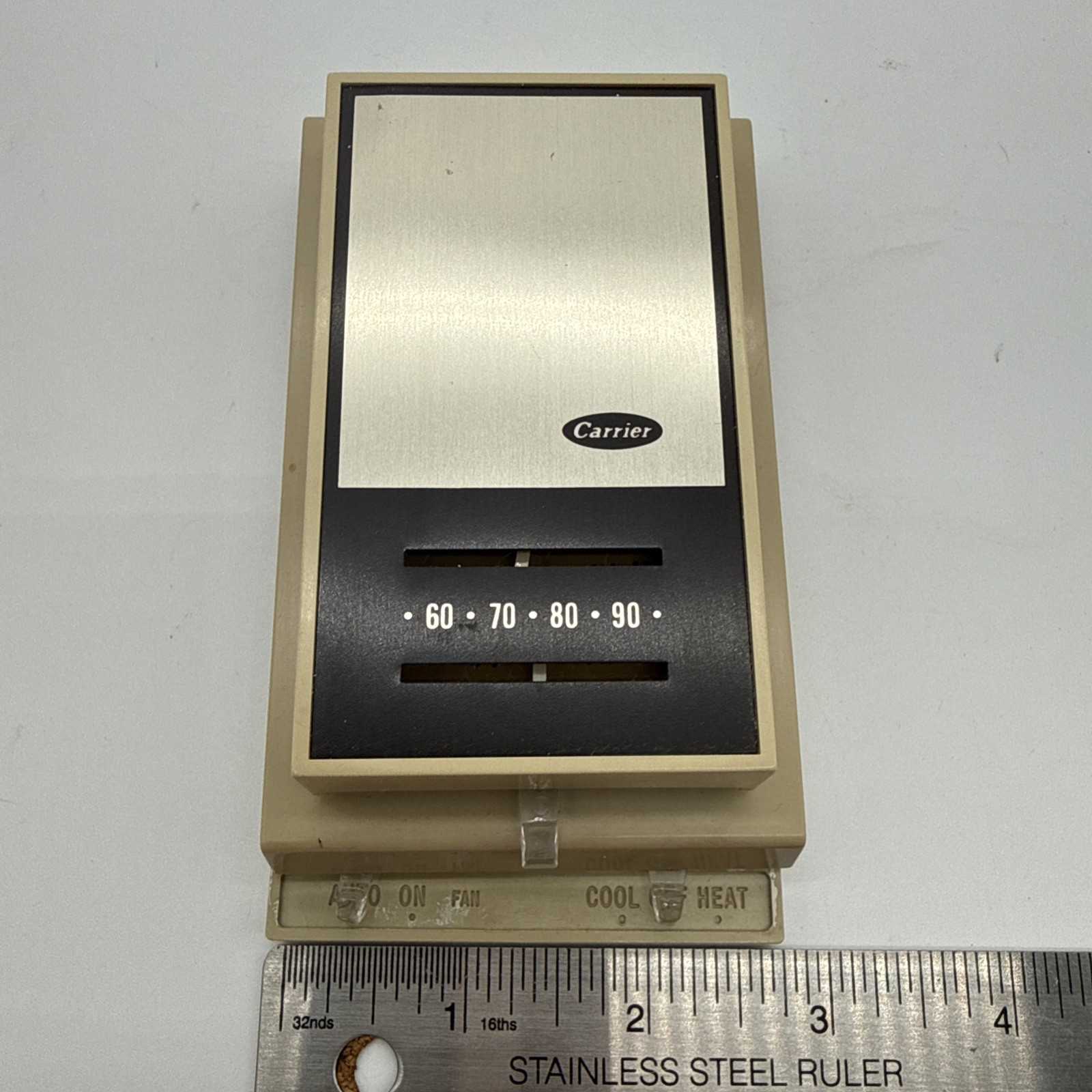 Vintage Carrier Honeywell Thermostat - Auto, On & Off - Cool, Off, Heat