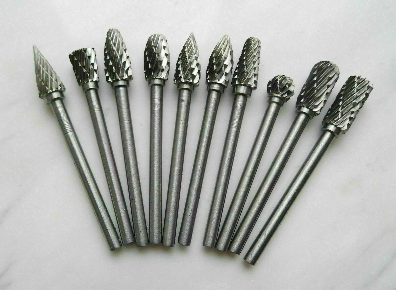 US 10X Tungsten Carbide Burr Bit Cutting Carving Burr 1/8" Shank Dremel Rotary