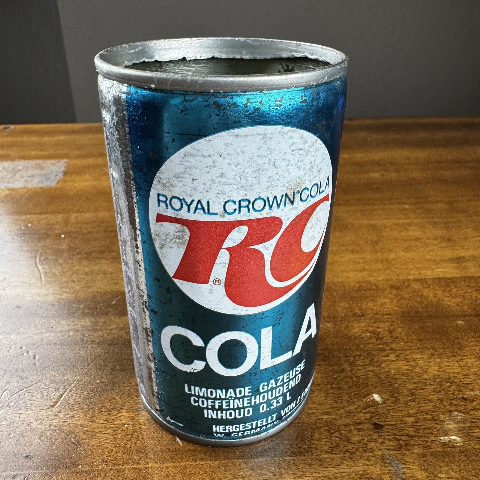 Vintage RC Cola Can Rare Steel Seam Berlin Germany Hergestellt No Top Royal Crwn