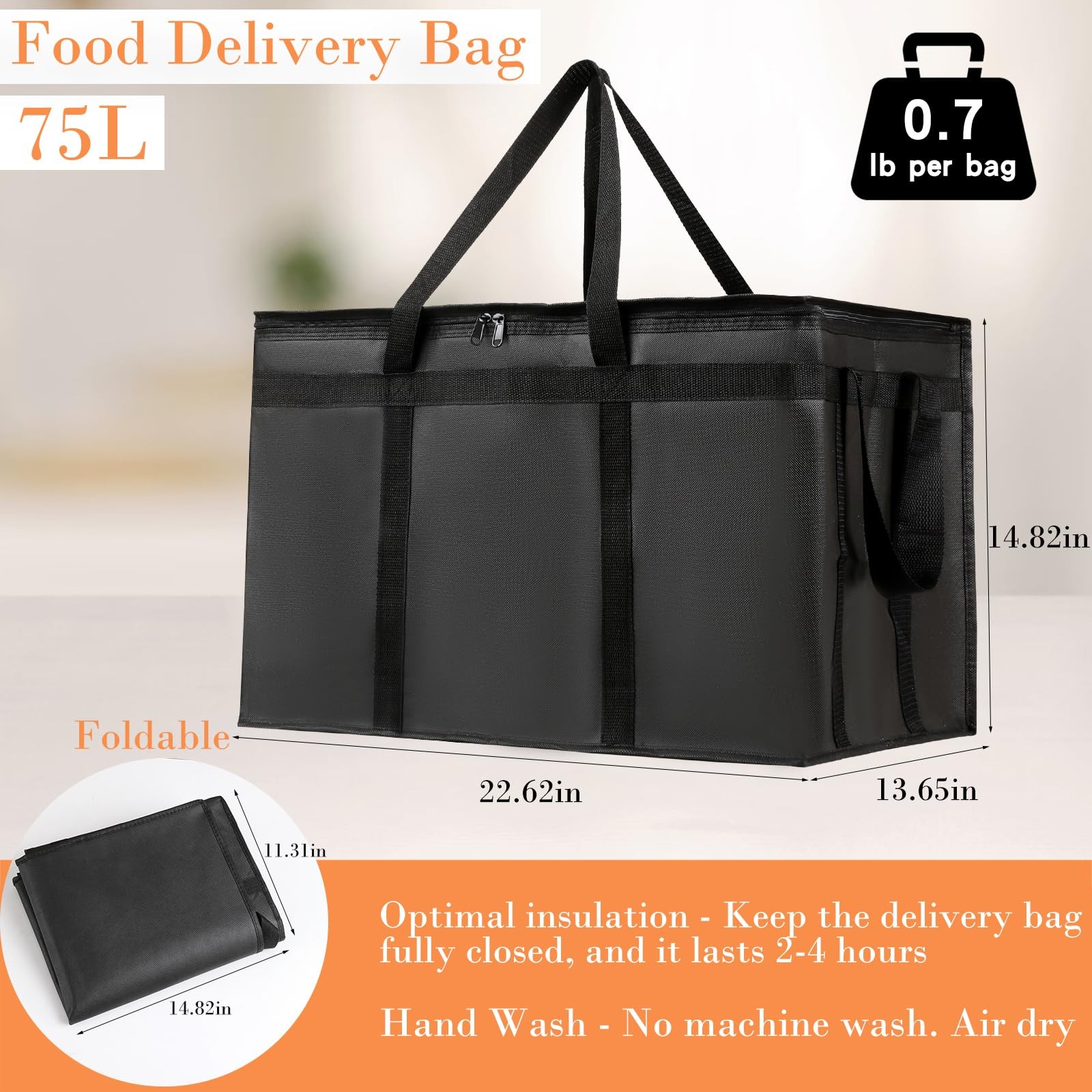 Insulated Bags for Food Delivery, XXXL Pizza Delivery Bags for Hot and Cold F...
