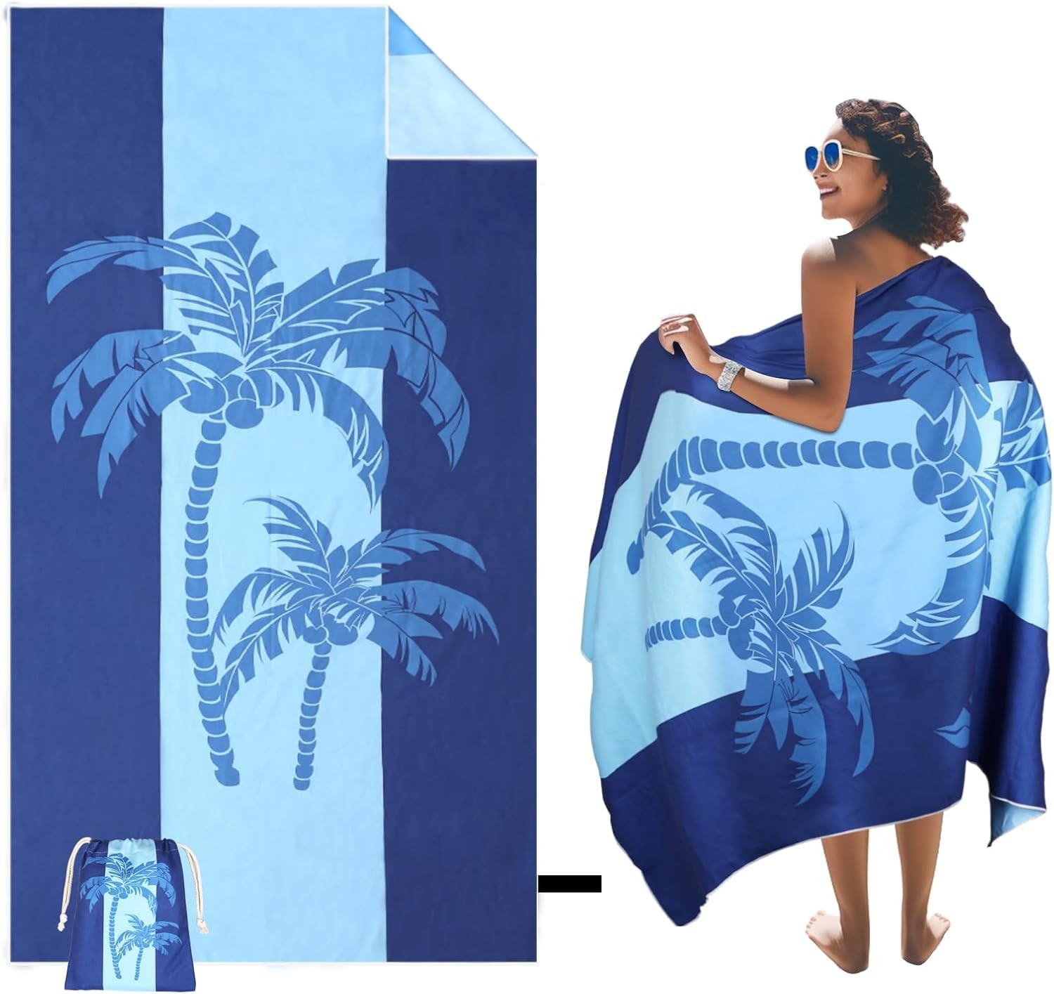 Large Beach Towel 71" x 39" Compact Quick Dry Sand Free Towel for Travel Swim
