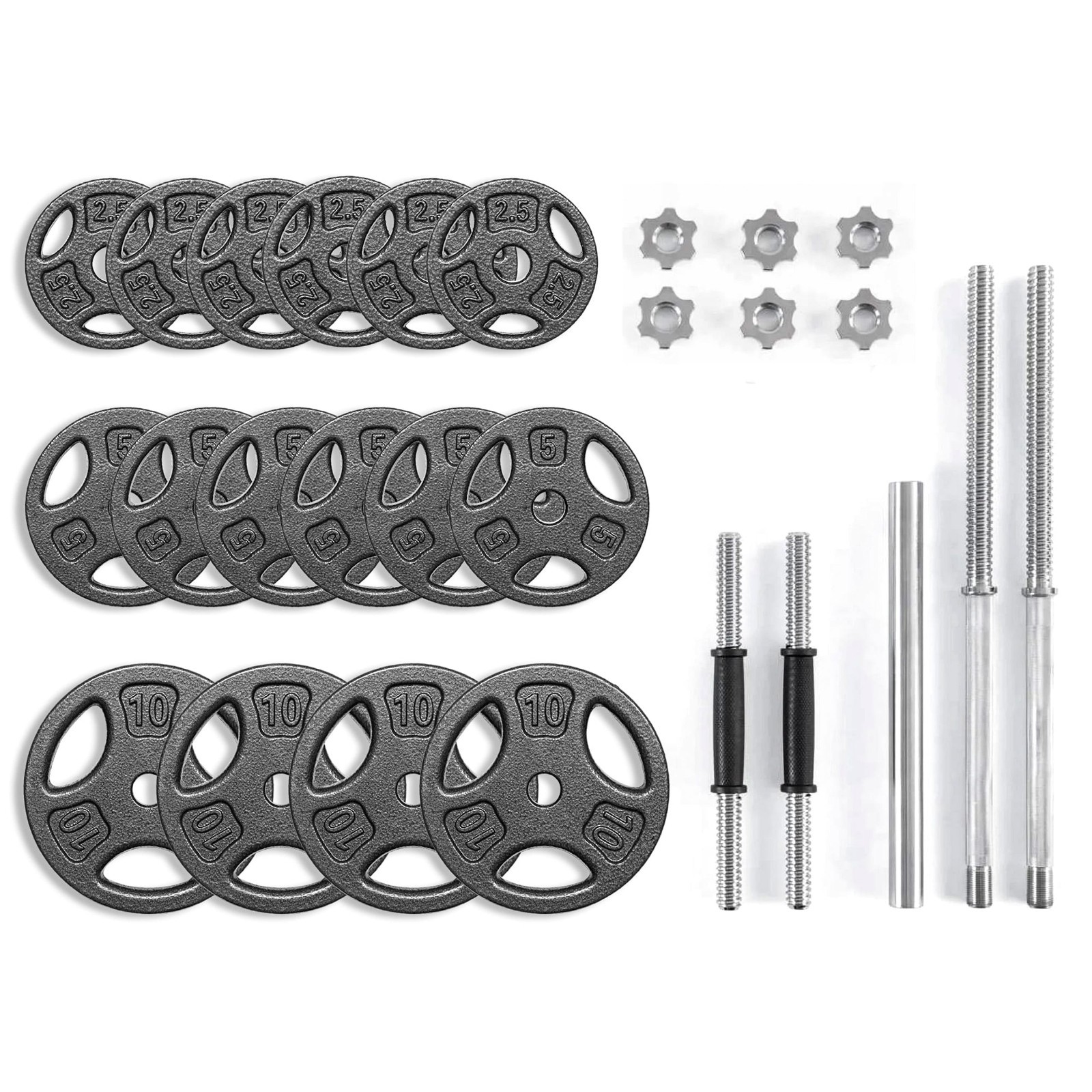 100LB Standard Cast Iron Weight Set – 1" Hole Plates for Dumbbells & Barbells