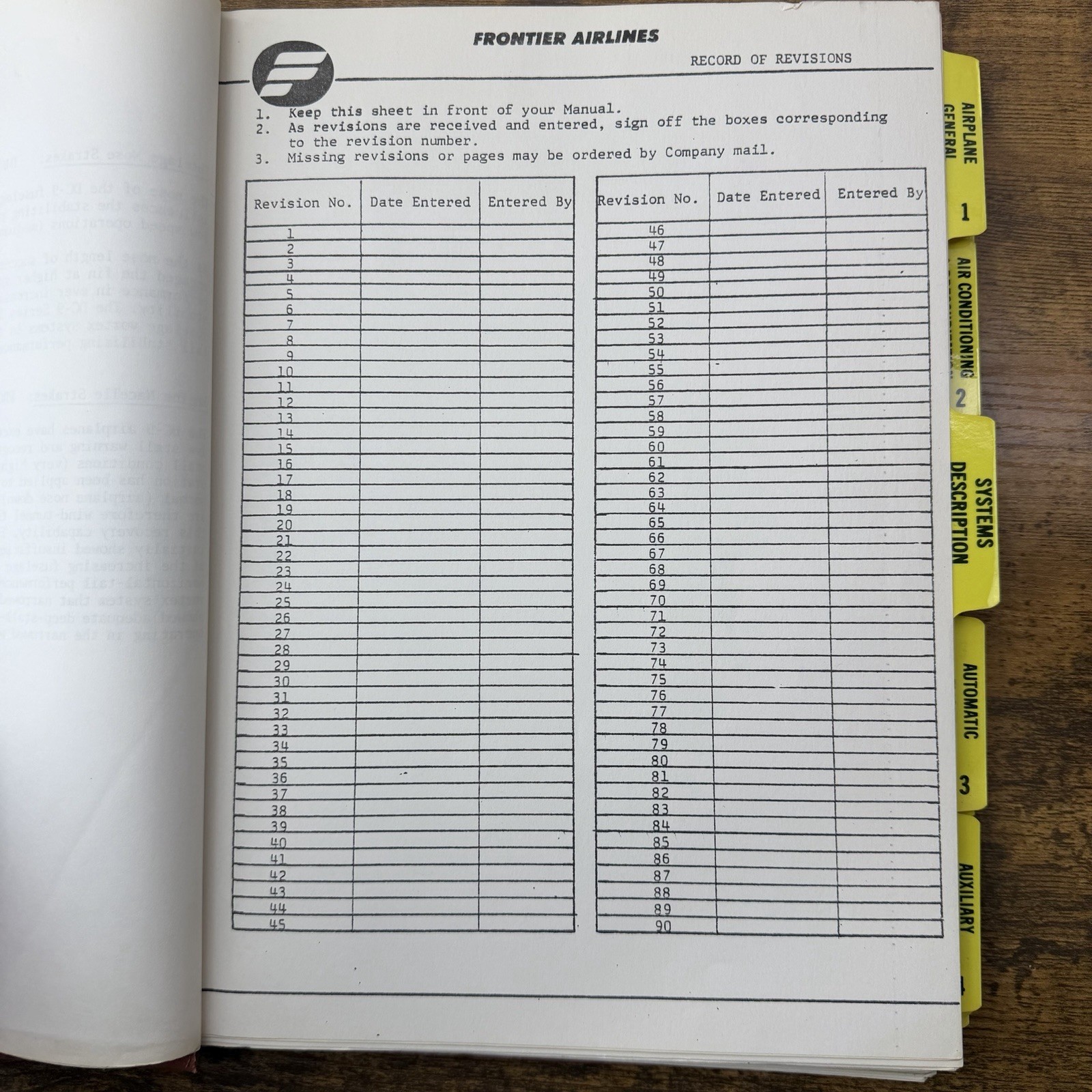 1982 Frontier Airlines DC-9 Super 80 (MD-80) Systems Manual