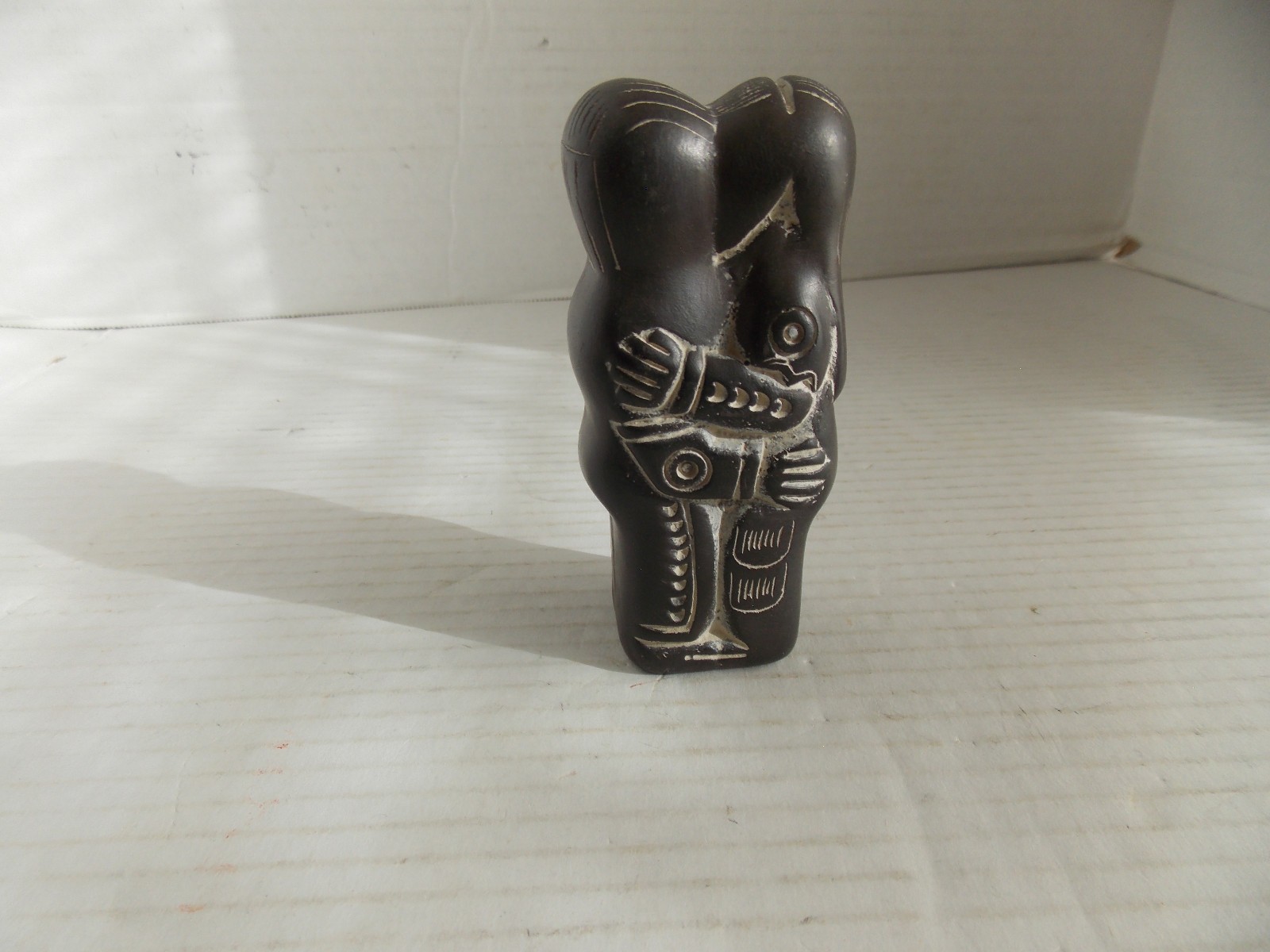 Fertility Goddess Idol man woman black clay couple love luck marriage 4"
