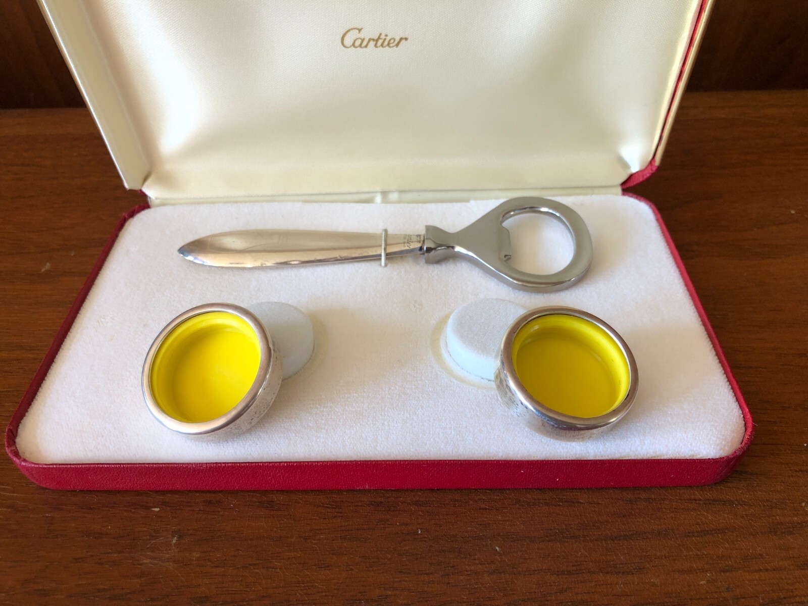 CARTIER Sterling Perrier Bottle Opener w/ 2 Caps in original box