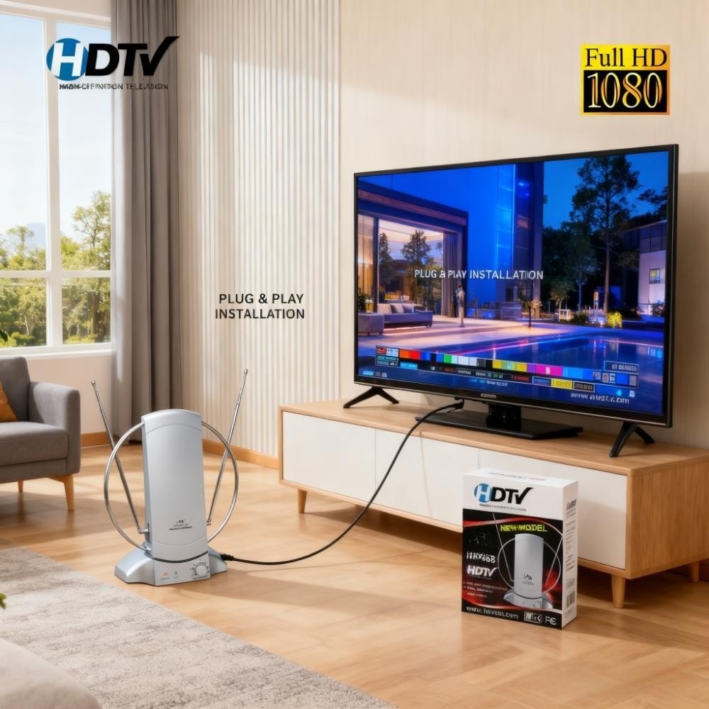HD-468 Indoor HDTV Antenna, Amplified 4k Ready 1080P Indoor VHF/UHF Receiver