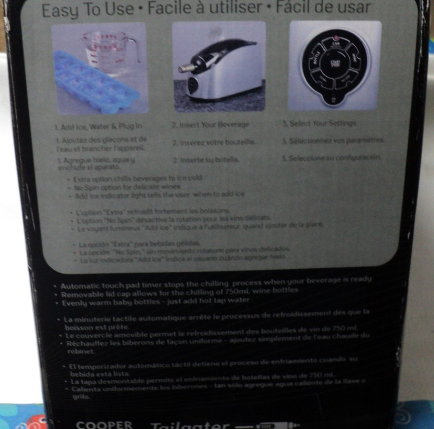 Cooper Cooler Rapid Beverage Chiller Dorm Tailgating Bottles Cans ChillOnDemand