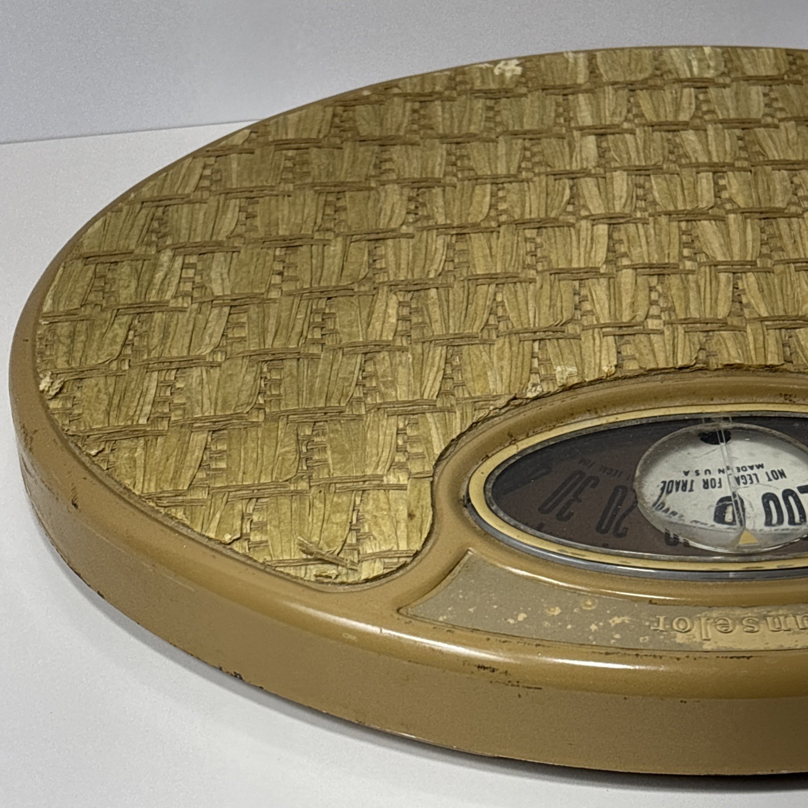 VTG Counselor Oval Bubble Viewer Bathroom Scale Mid Century Modern Rattan - USA