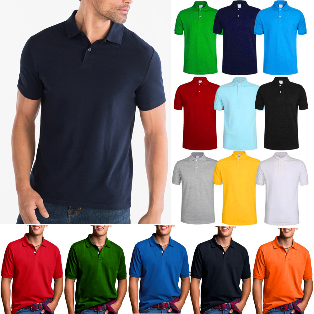 Men's Polo Shirt Dri-Fit Quick-Dry Golf Sports Tee Cotton Jersey Plain T Shirt