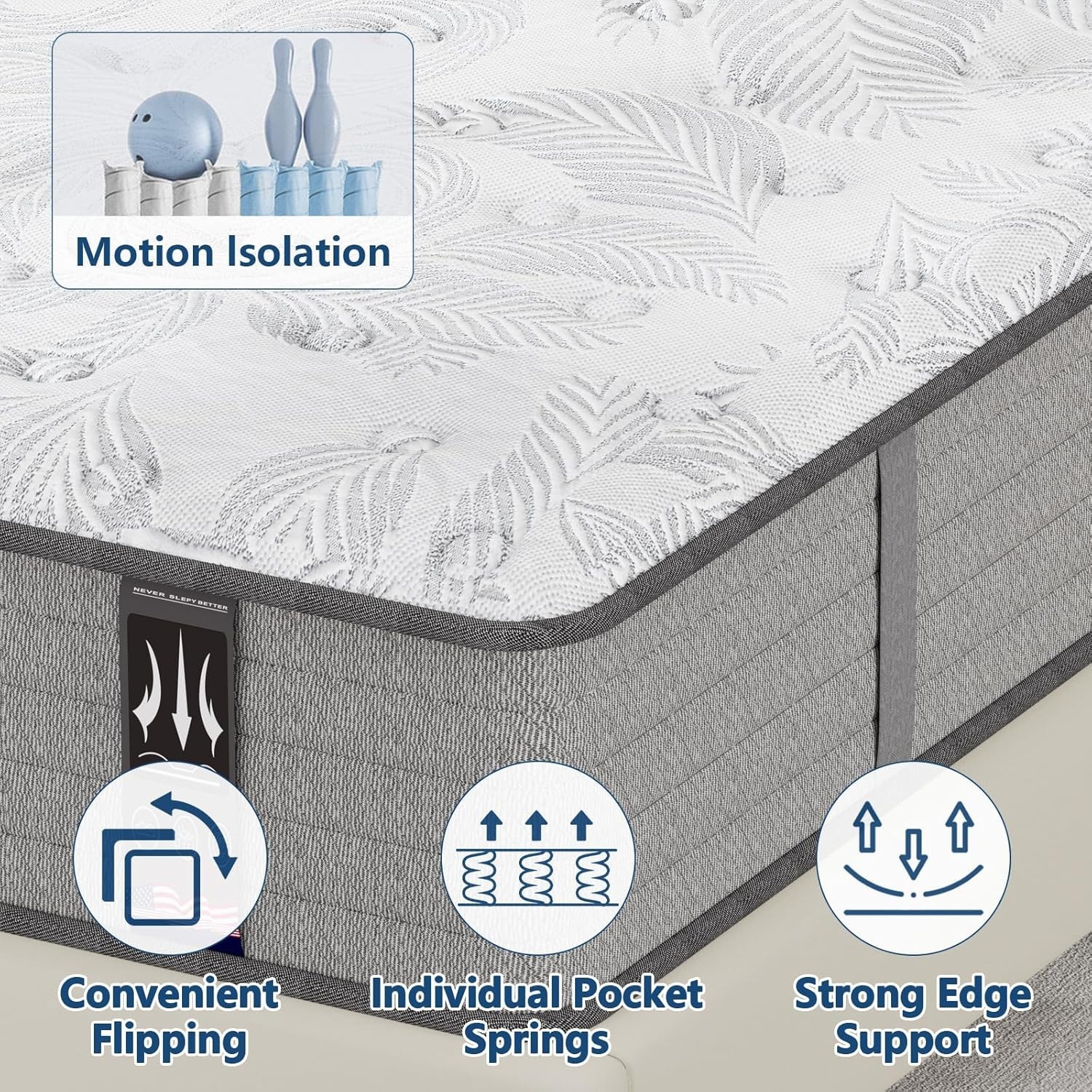 8"10"12"14 Twin Full Queen King Size Mattress in a Box Hybrid Spring Memory Foam
