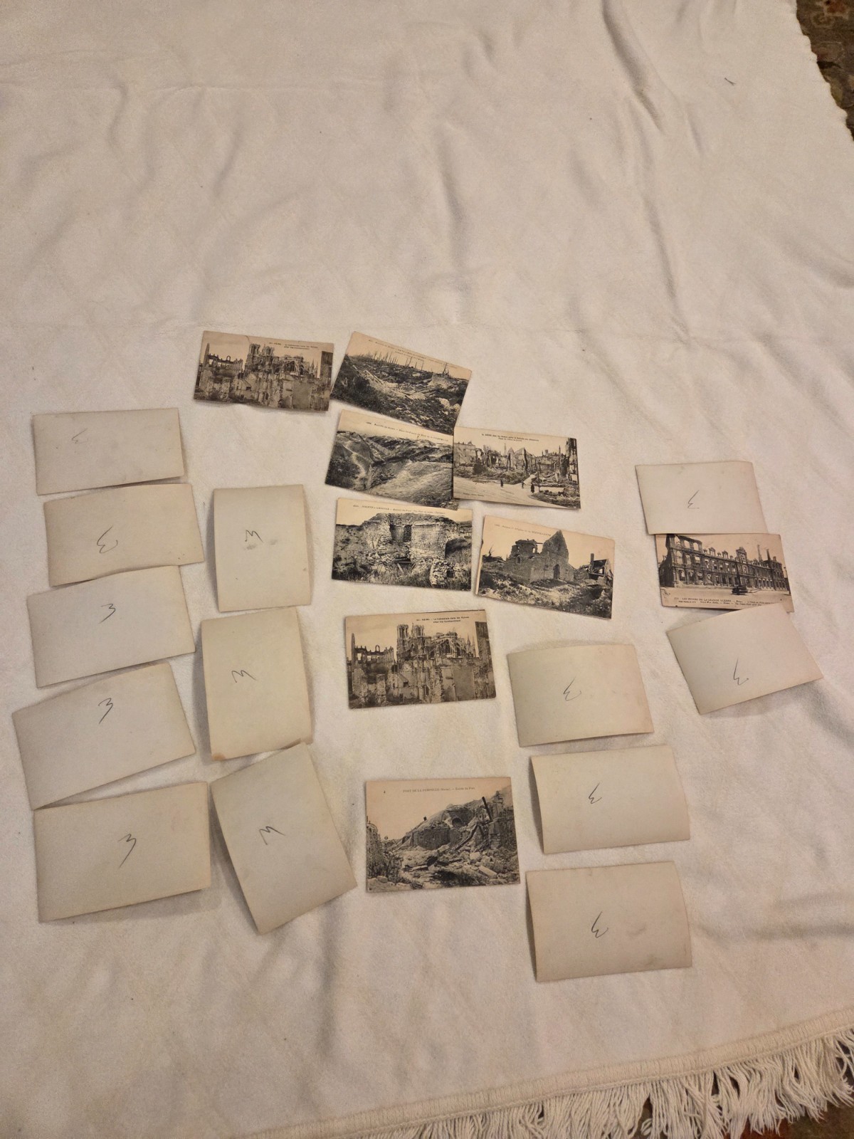 WWI Orig.PHOTOS Vintage RPPC Post Card LOT OLD 1910s German Ruins