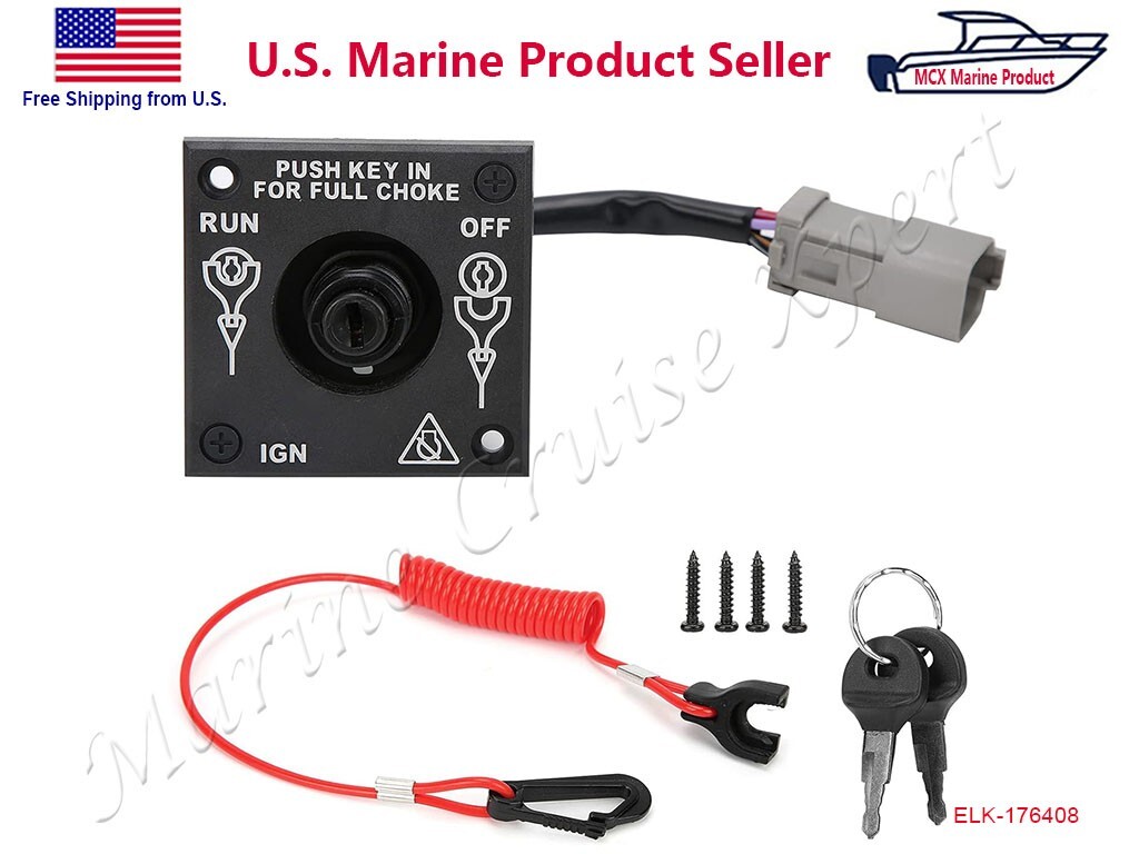 Ignition Key Switch Panel for Evinrude OMC Johnson BRP Outboard 176408 0176408