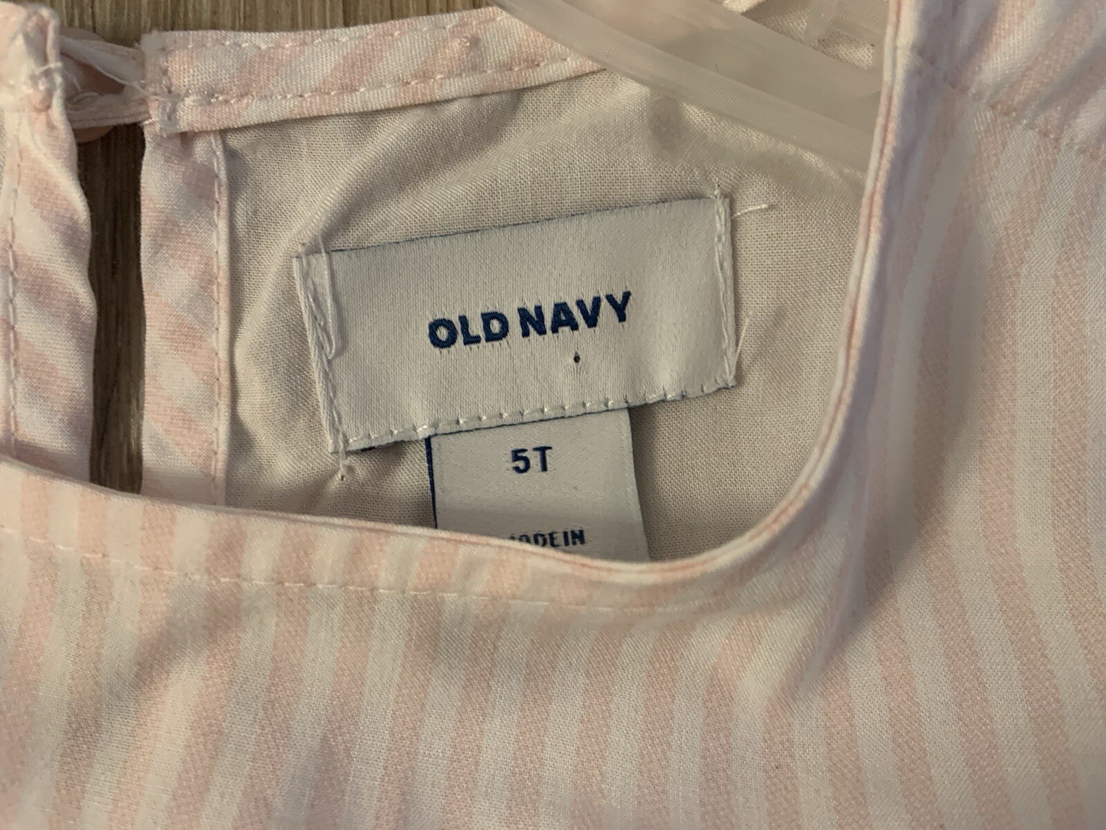 (NWT) Old Navy Girls Size 5T Pink & White Striped 3/4 Sleeve Lightweight Dress