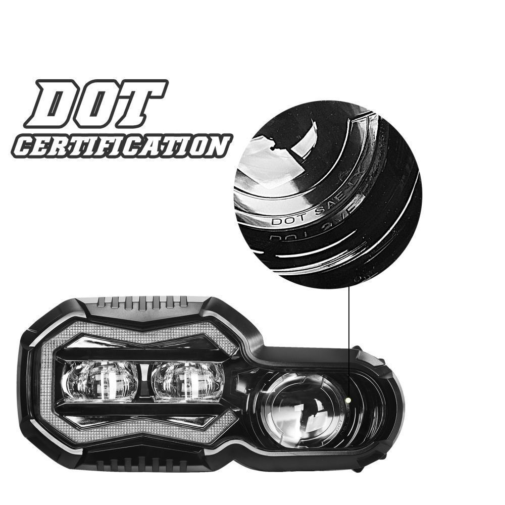DOT Black LED Headlight Assembly Hi/Lo DRL Lamp EMC For BMW F800GS F700GS F650GS