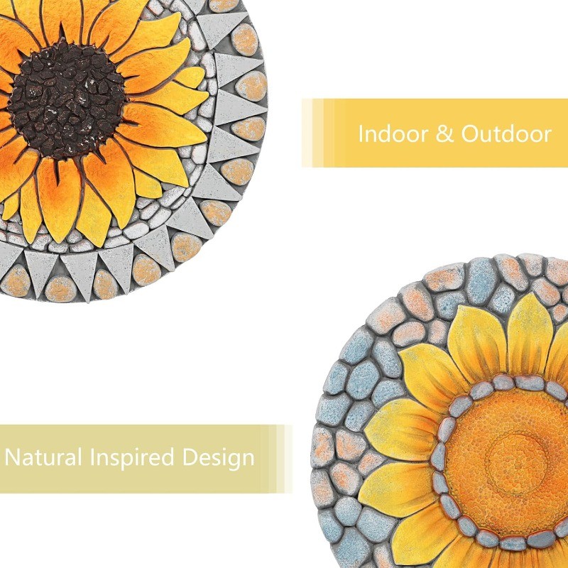 3PCS Sunflower Stepping Stone, 10in Decorative Garden Step Stone for Yard, Patio