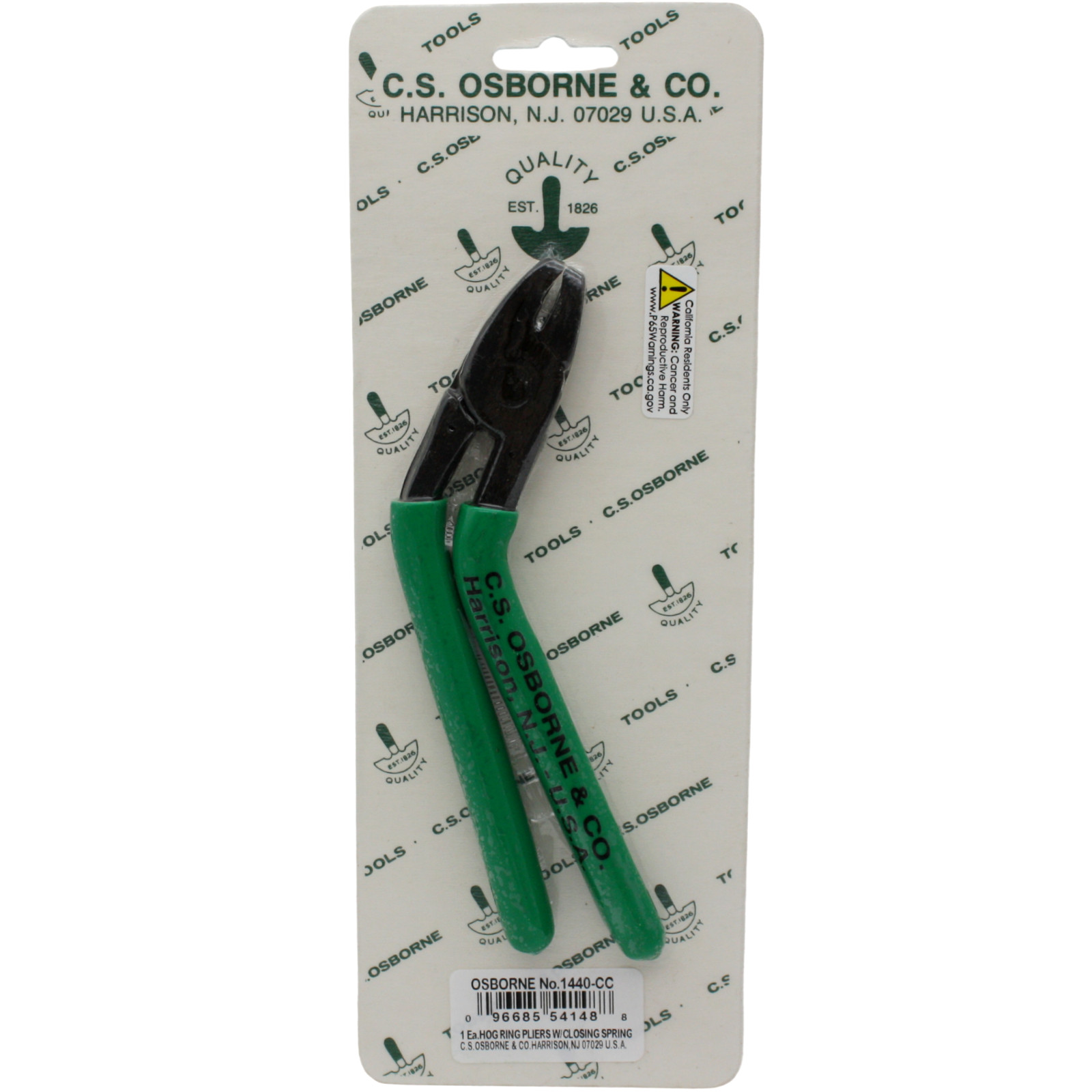 C.S. Osborne Hog Ring Pliers #1440-CC - Bent Handle, Closing Spring