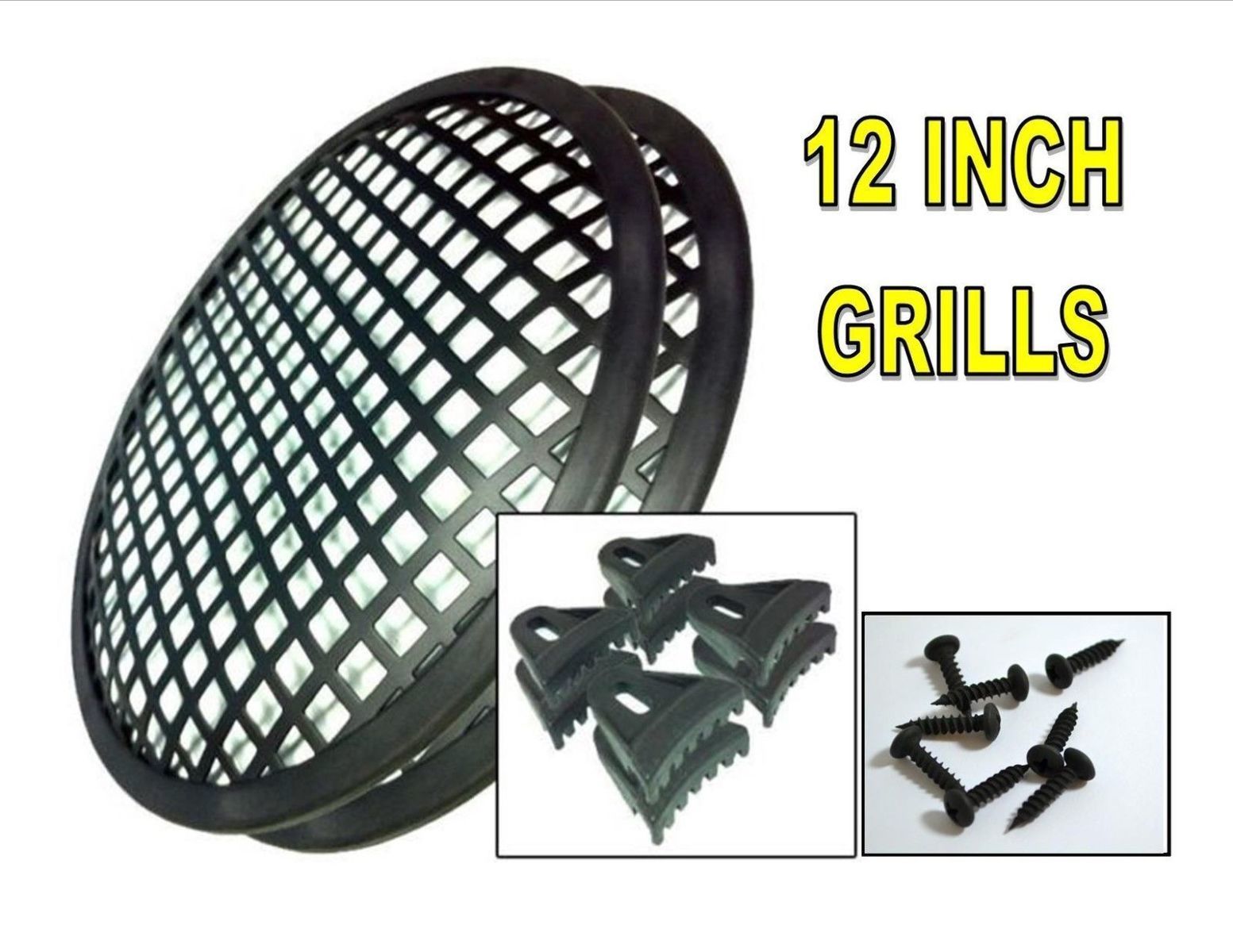 12" Inch Waffle Subwoofer Speaker Grill Comes w/ Screws & Clips (2 Grills)