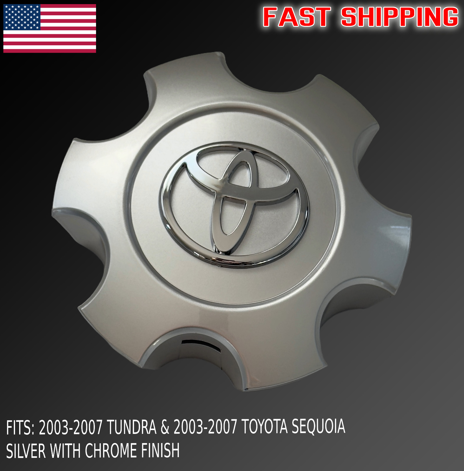 Sequoia Tundra 2003 04 05 06 07 CENTER HUB CAP SILVER CHROME 56069440 FOR Toyota