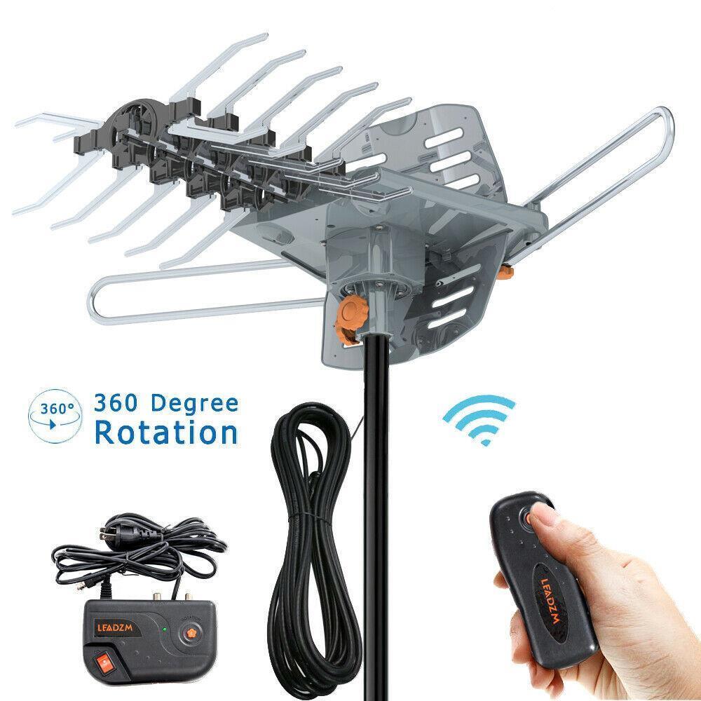 110-990 Miles Outdoor Amplified TV Antenna Motorized HDTV 1080P 4K 360° Rotation