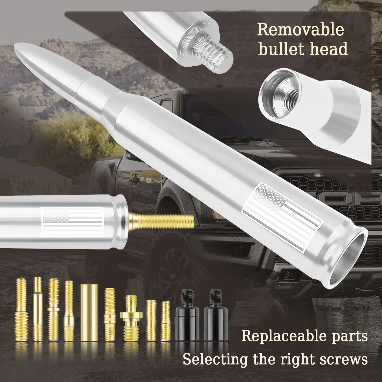 antena de bala para camioneta auto carro Con adaptador Universal Antenas balas