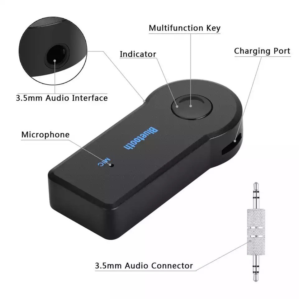 Wireless Bluetooth 3.5mm AUX Audio Stereo Music Car Receiver Adapter
